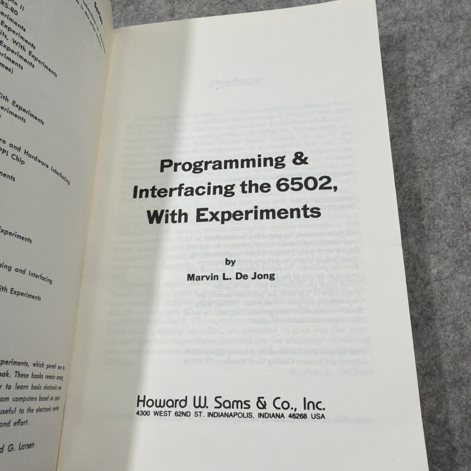 Programming & Interfacing the 6502 Marvin L De Jong 1st Edition 1981 Vintage