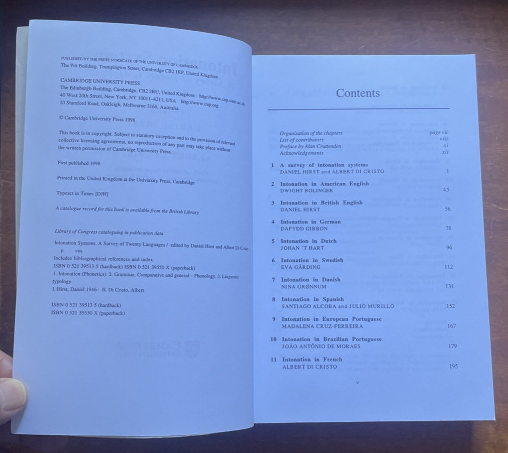 Intonation Systems: A Survey of Twenty Languages/Daniel Hirst, Albert Di Cristo