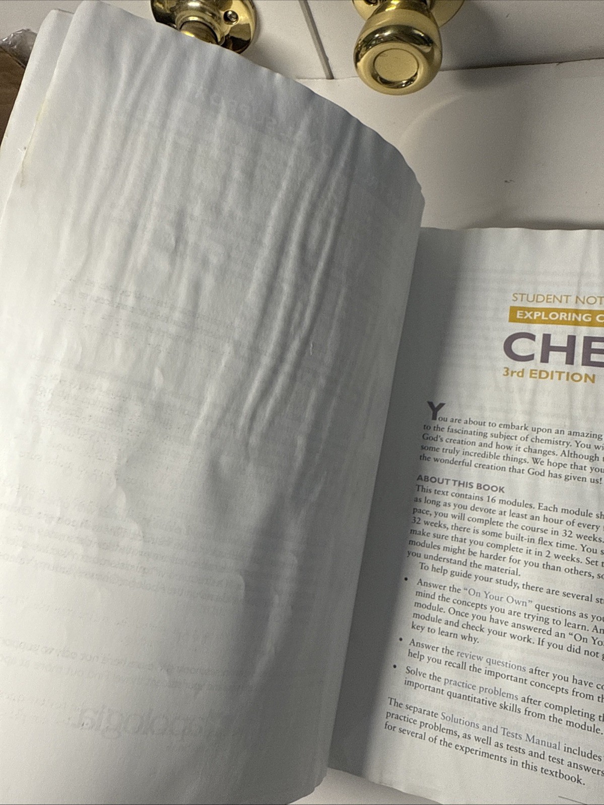 apologia chemistry (3rd ed) Textbook & Solutions/test Book, Water Damage