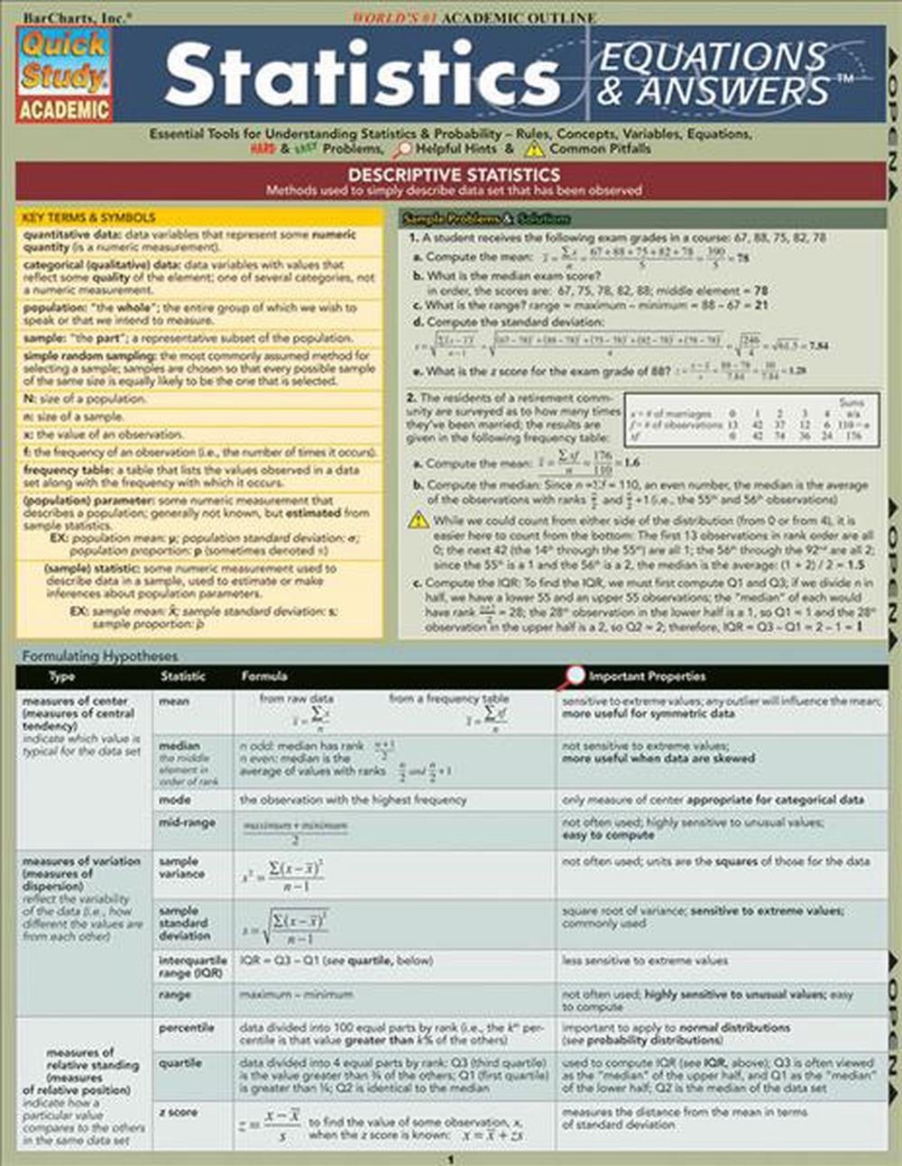 Statistics Equations & Answers by Stephen V. Kizlik (English)
