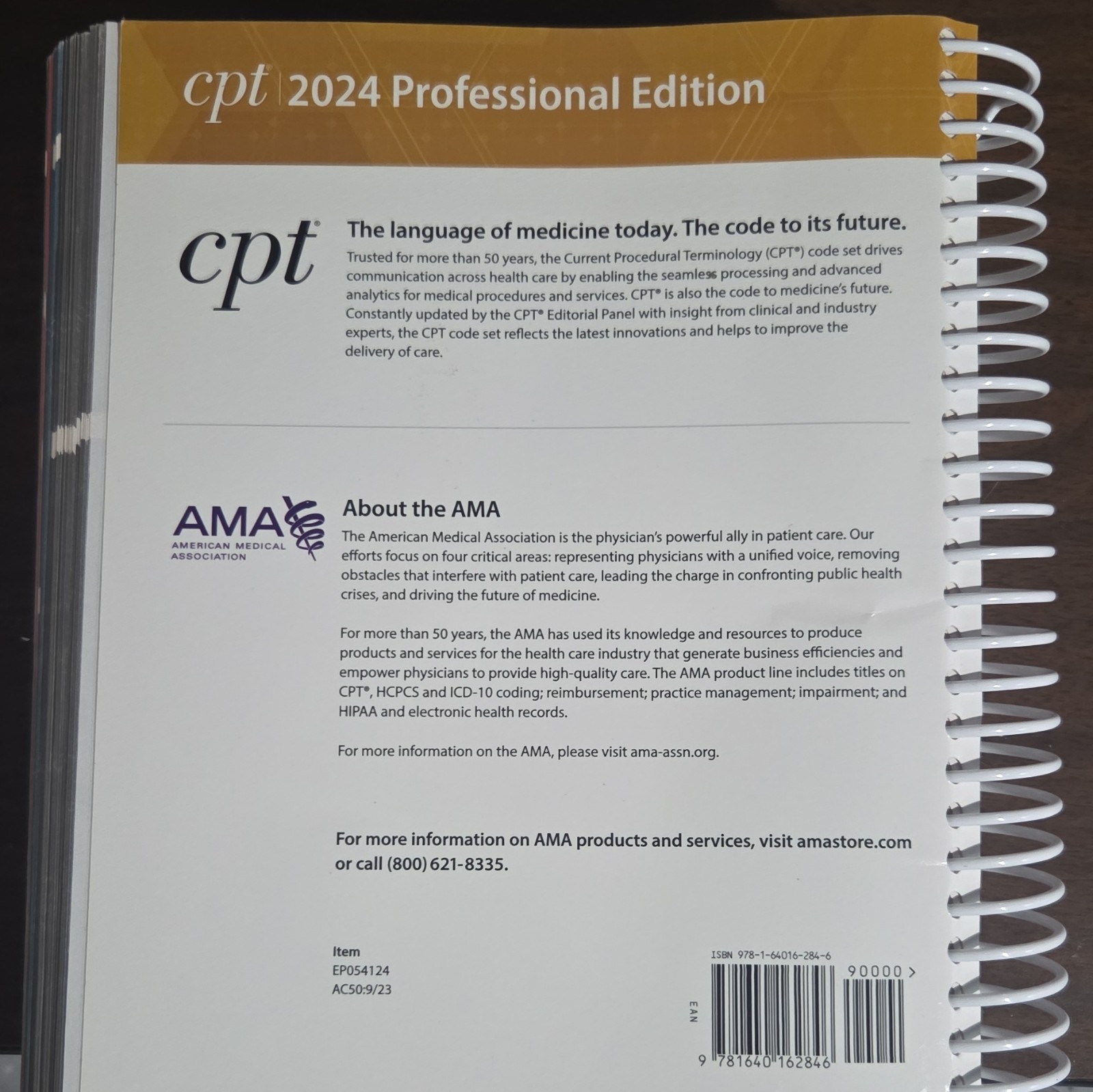 American Medical Association CPT 2024 Professional Edition Spiral Textbook