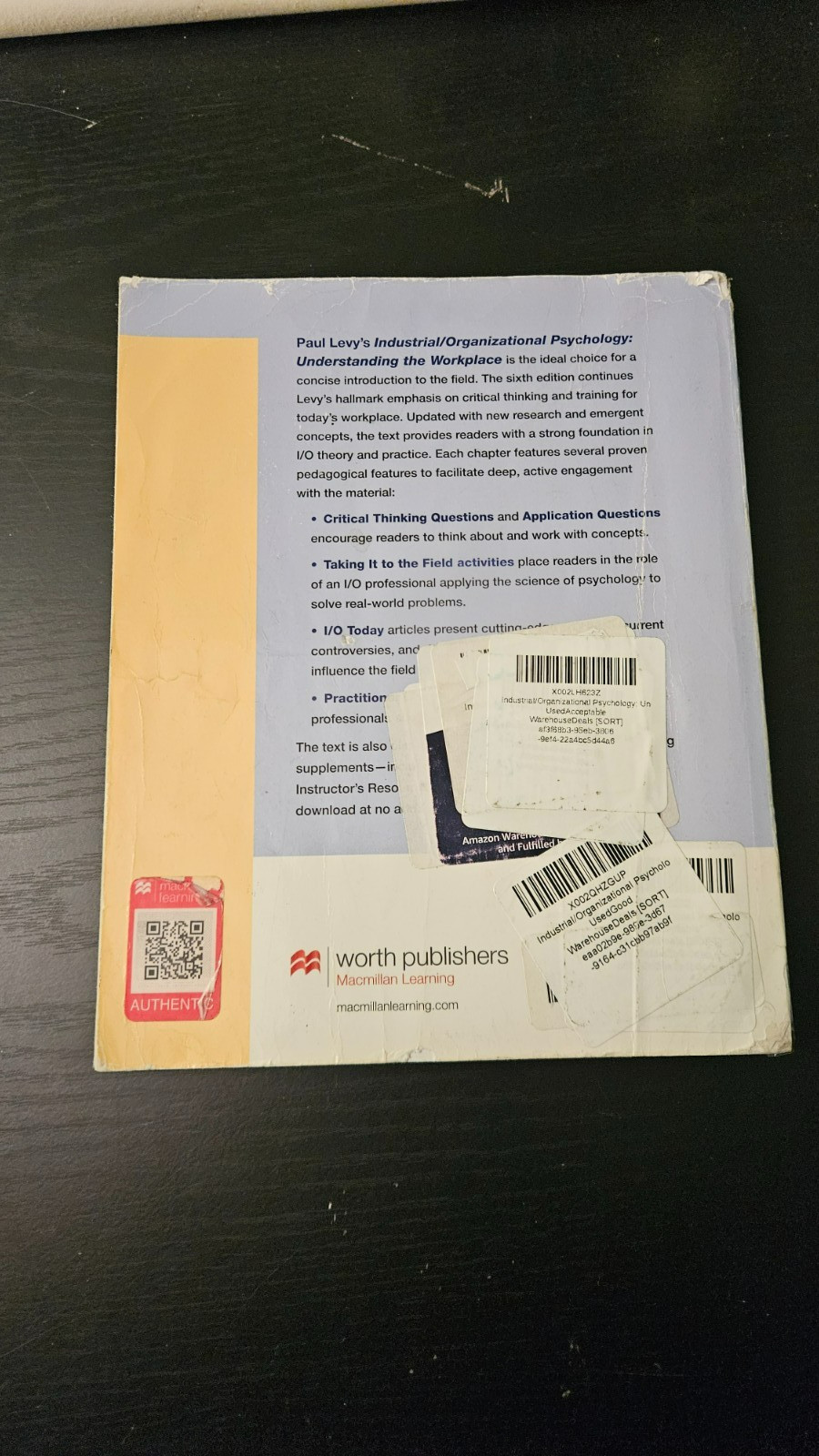 Industrial/Organizational Psychology: – Paperback, by Levy Paul – Acceptable