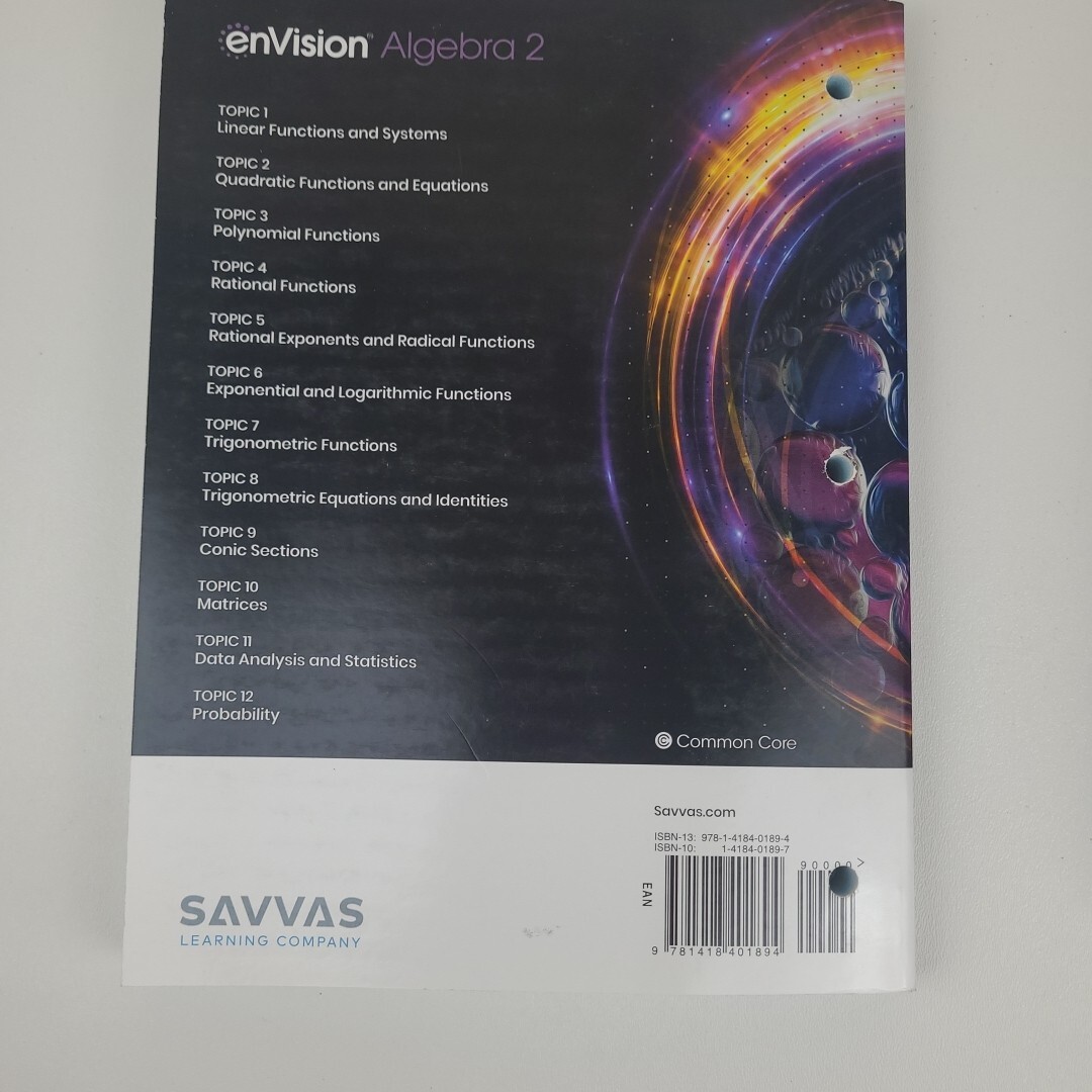 Savvas enVision Algebra 2 Common Core 2024 Student Edition & Companion Workbook