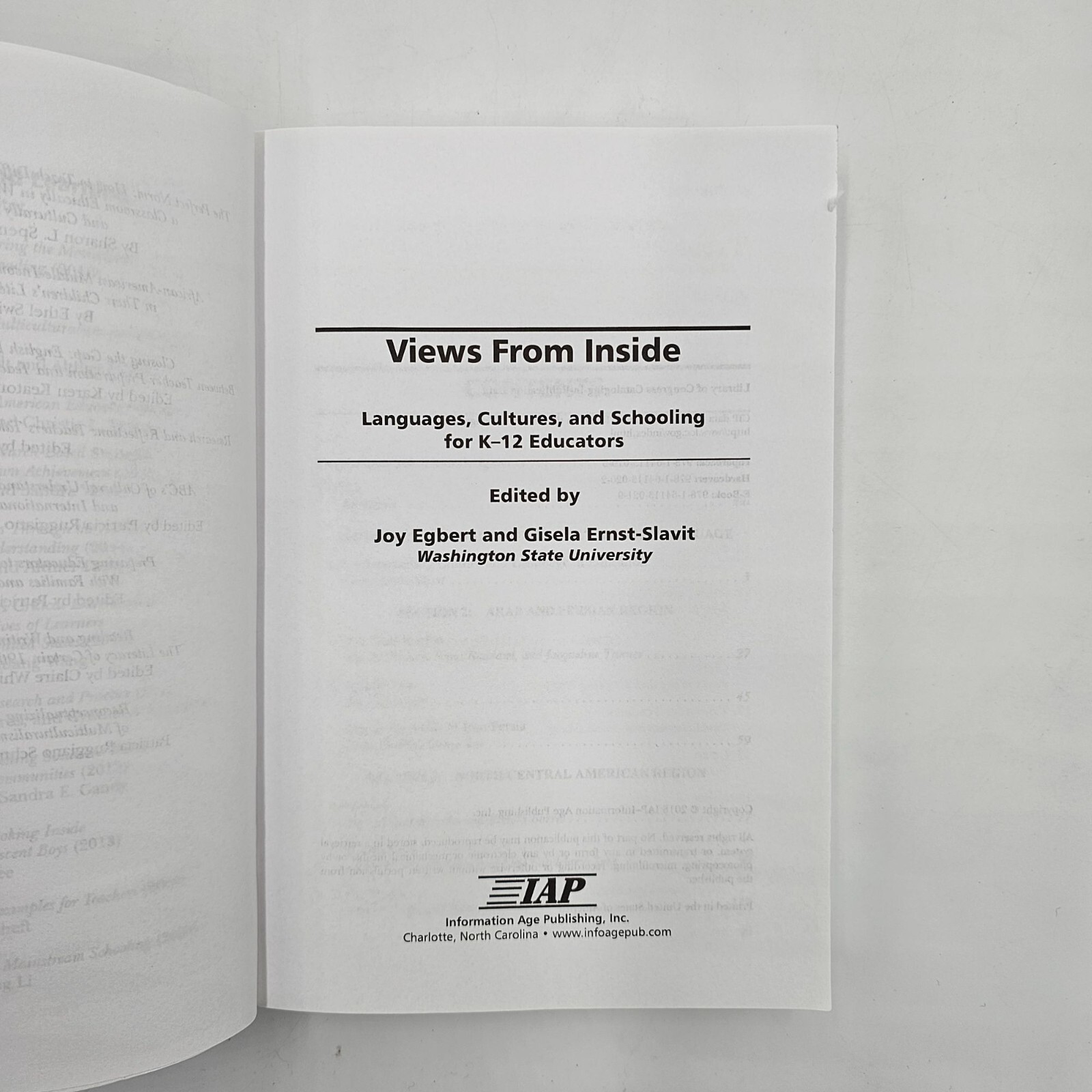 Views From Inside – K-12 Education – Language, Culture – Egbert – PB – Like New