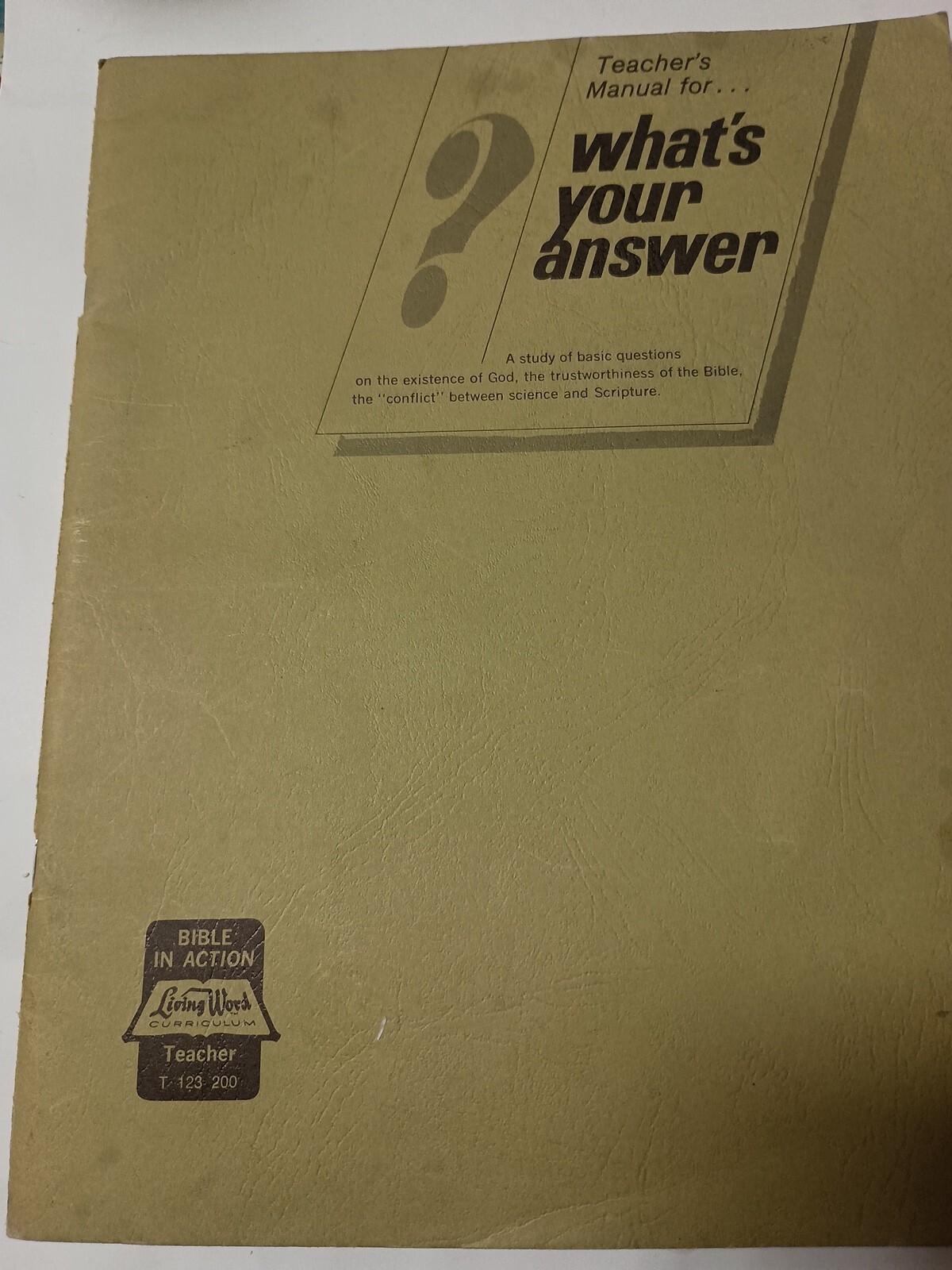 Teacher’s Manual for What’s your Answer 1968 Staple-Bound T1