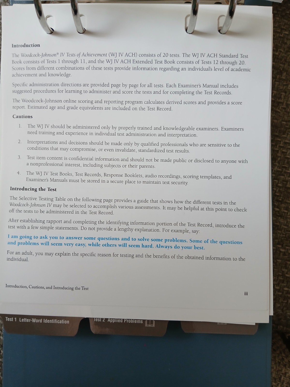 Woodcock Johnson IV Tests Of Achievement Standard Test Book 1-11 12-20 & Manual