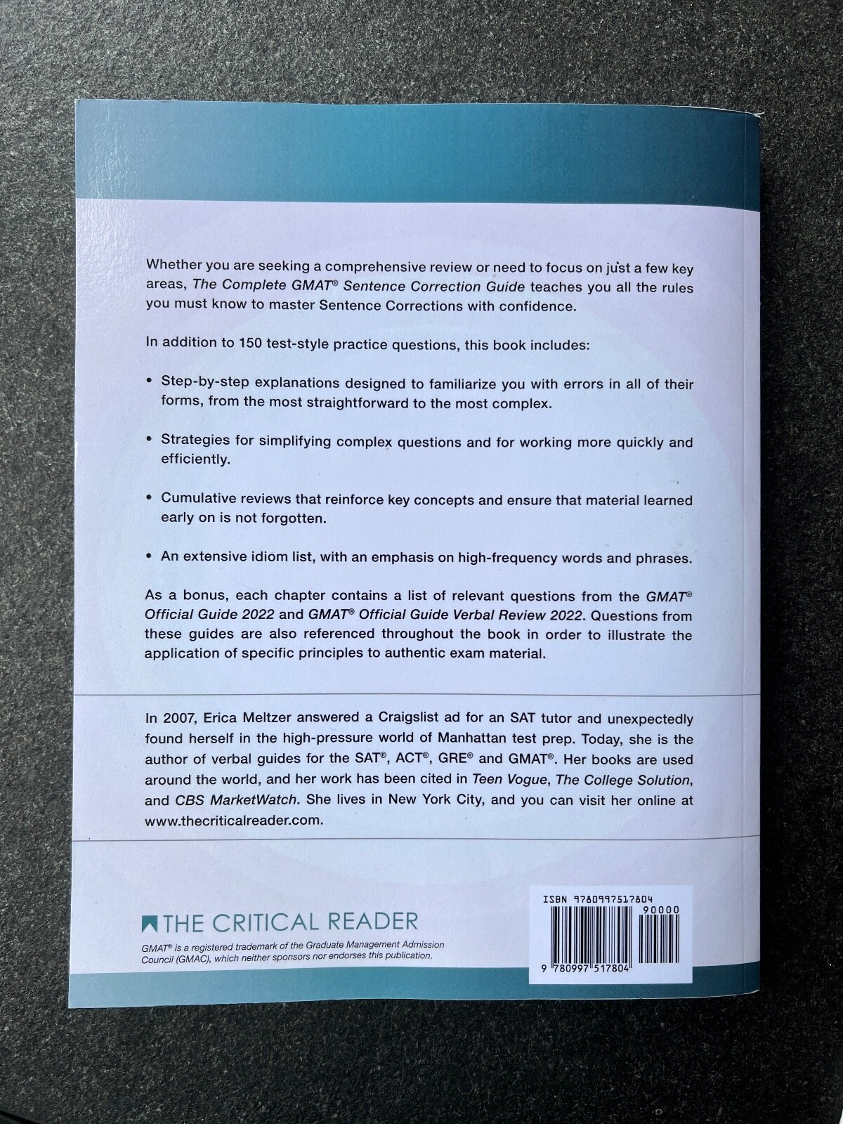 The Complete GMAT Sentence Correction Guide by Erica L. Meltzer LIKE NEW
