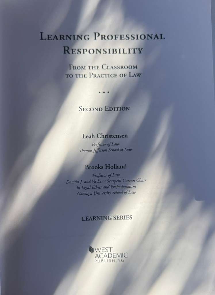 Learning Professional Responsibility Christensen Holland ISBN 978-0-314-28444-0