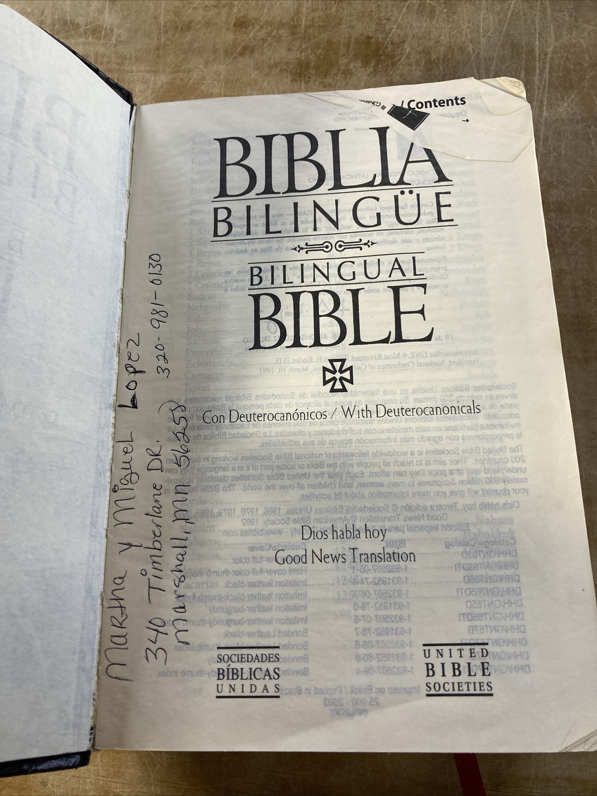 Spanish English Bilingual Bible Leather Biblia Bilingue Good News Dios Habla Hoy