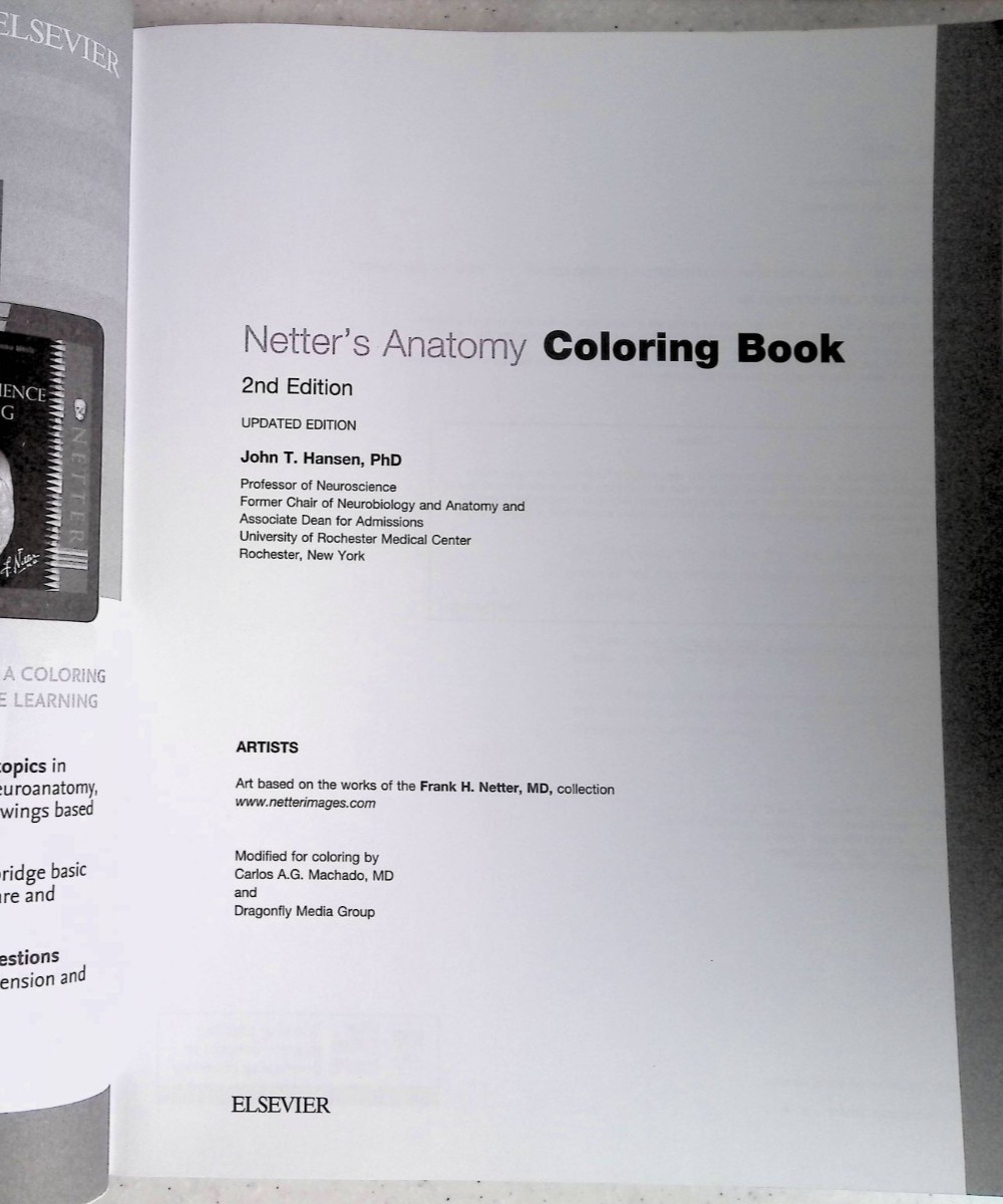 Netter’s Anatomy Coloring Book by – John T. Hansen, 2nd Ed, Large Paperback 2018