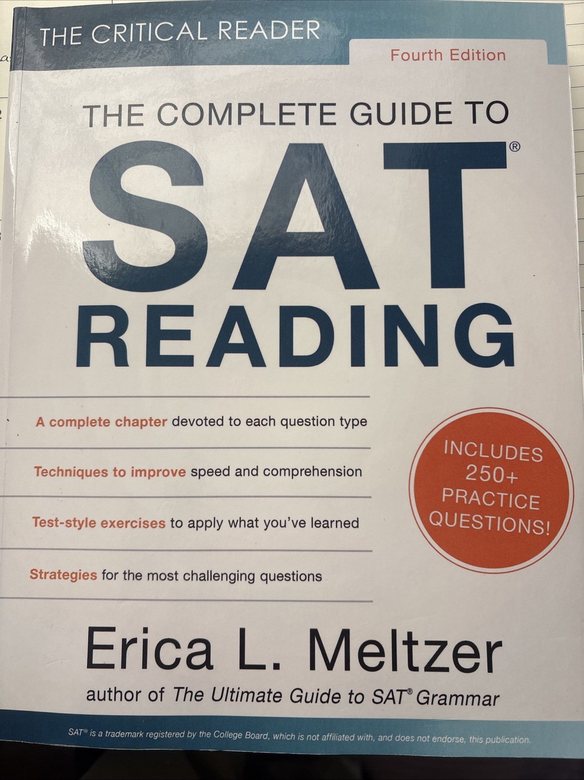 The Complete Guide To SAT READING, Fourth Edition Paperback By Erica L. Meltzer