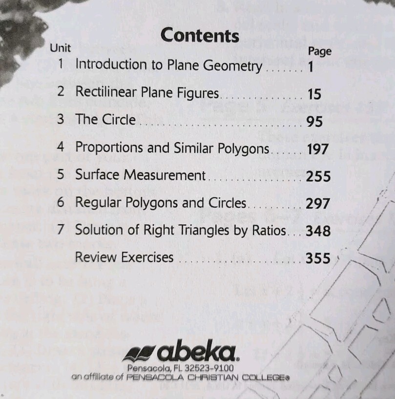 Abeka A Beka Book PLANE GEOMETRY SOLUTION KEY 2nd Edition SPIRAL 95397014 A