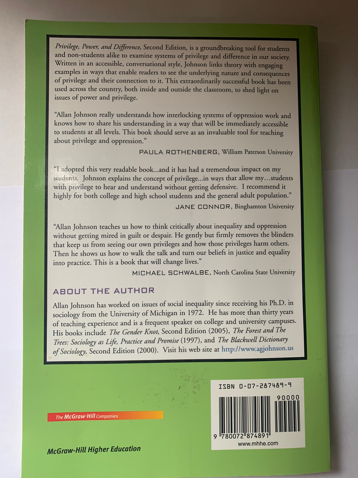 Privilege, Power, and Difference by Allan G. Johnson (2005, AUTOGRAPHED
