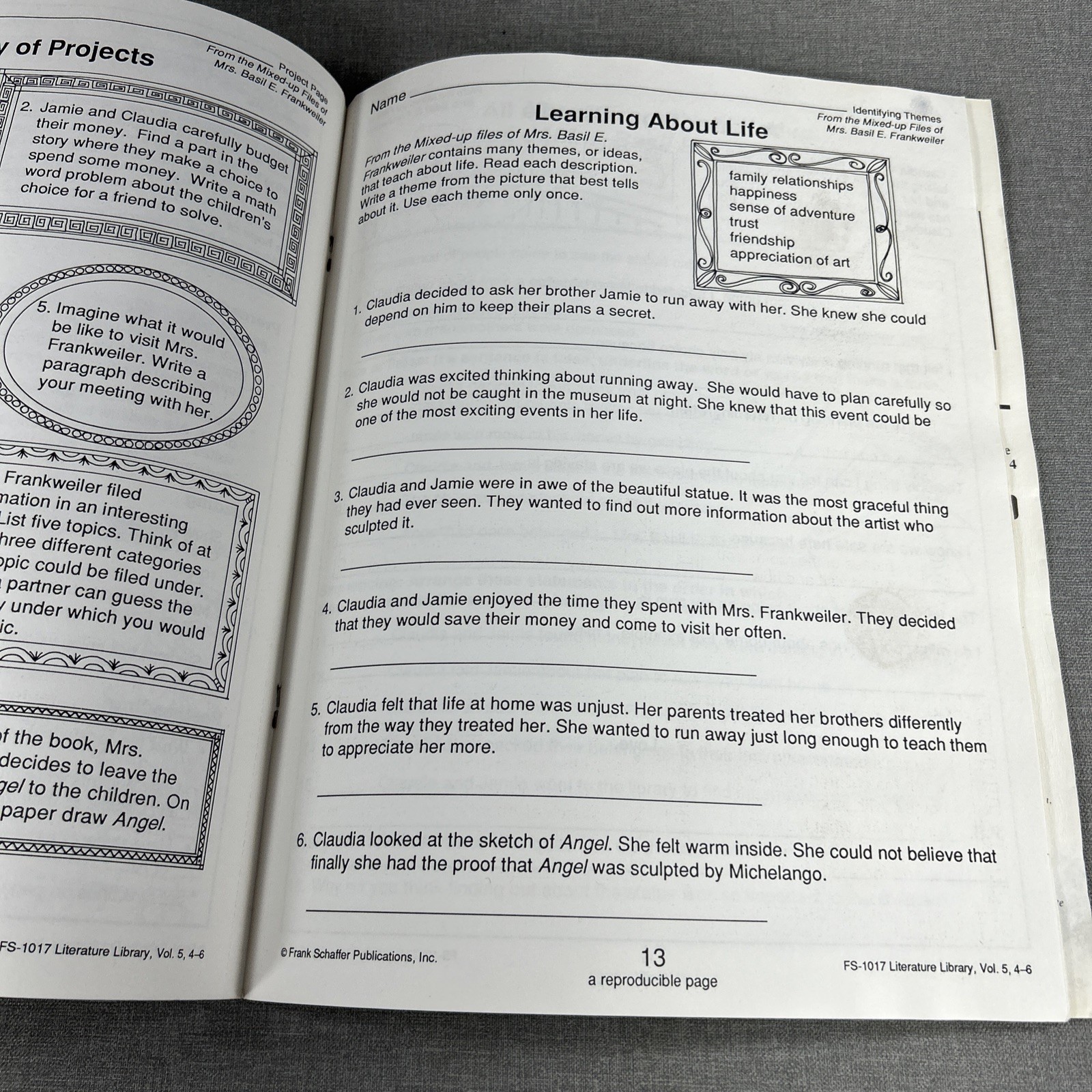 Literature Library Volume 5 Creative Ideas & Activity Sheets 1990 Workbook