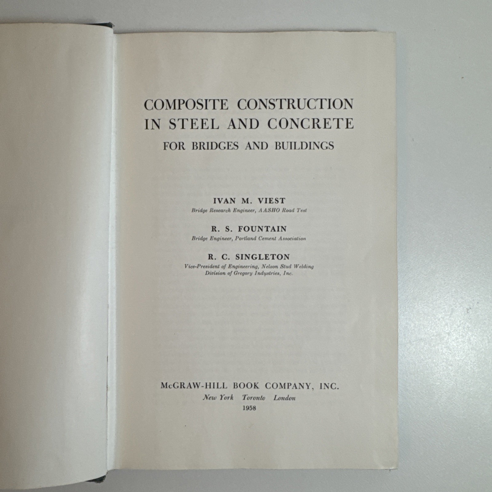 Composite Construction in Steel and Concrete 1958 Viest Fountain Singleton HC