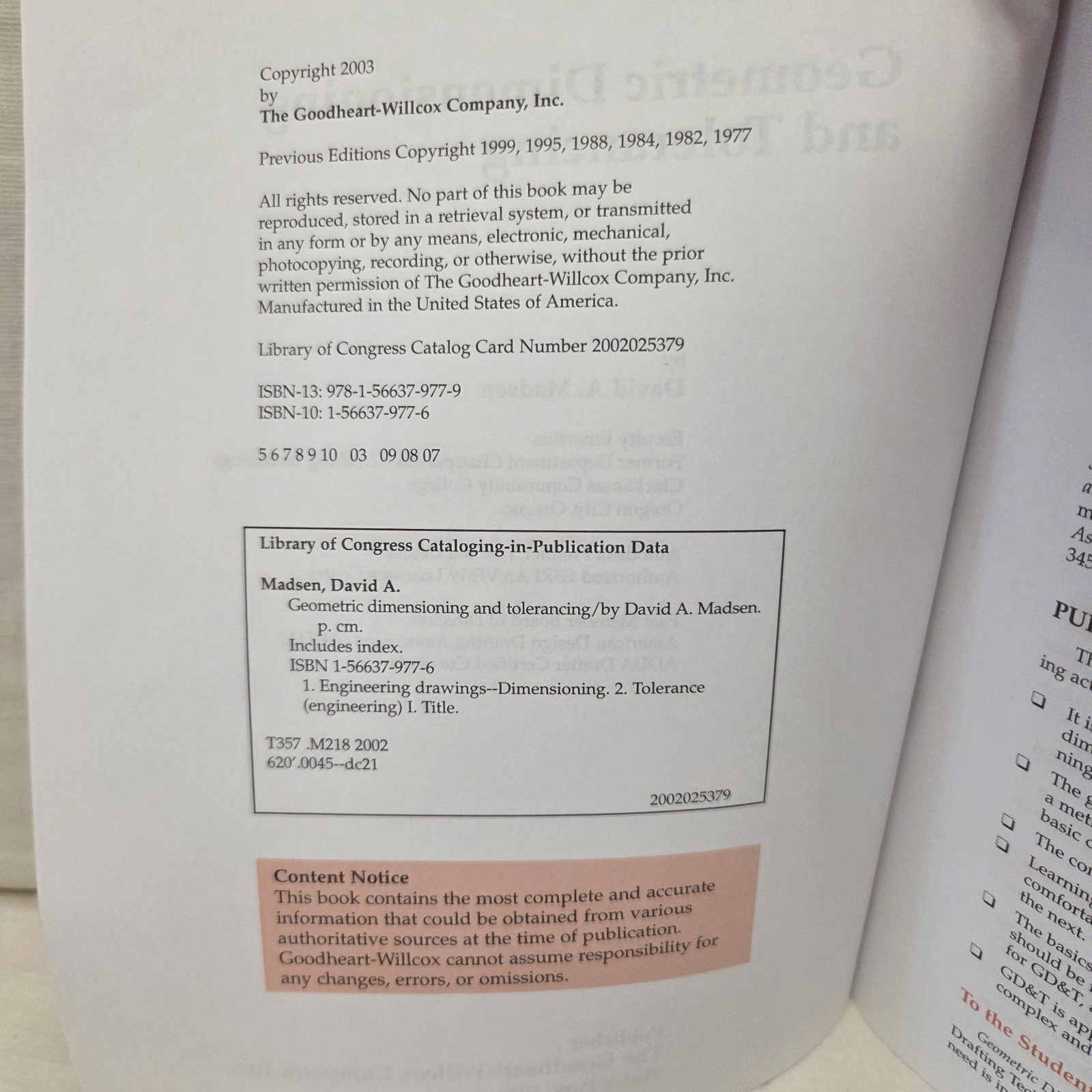 Geometric Dimensioning and Tolerancing ANSI/ASME Y14.5M-1994 Madsen 2003