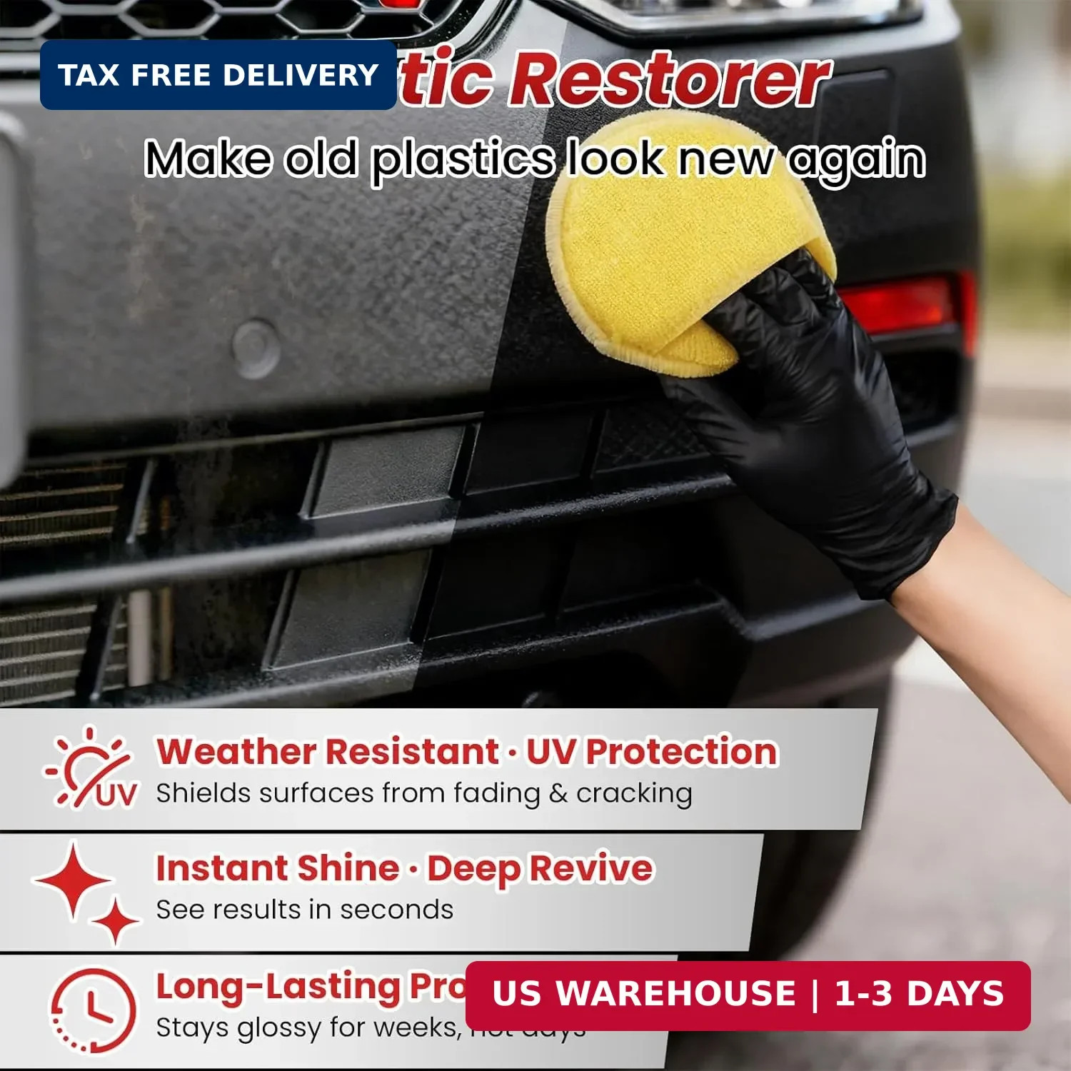 Plastic Restorer for Cars, Black Trim Restorer for Faded Plastic, Vinyl & Rubber