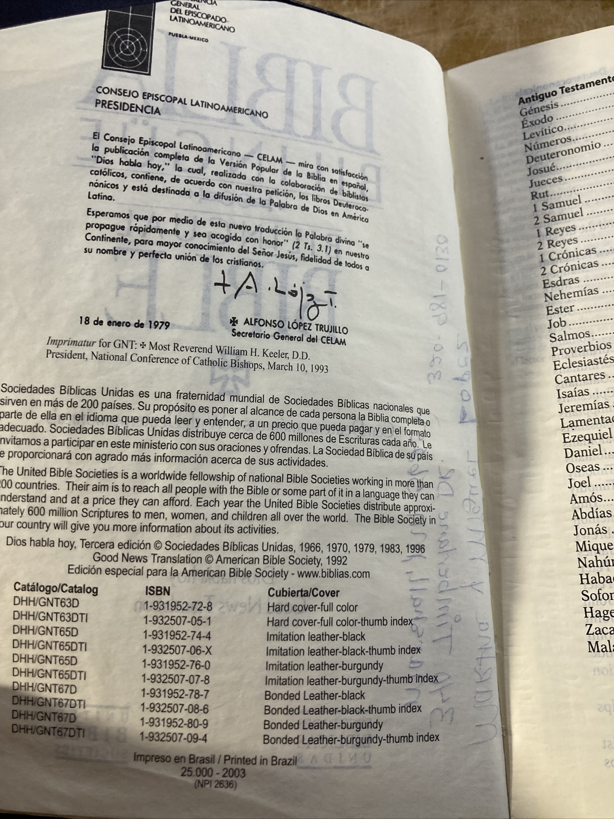Spanish English Bilingual Bible Leather Biblia Bilingue Good News Dios Habla Hoy