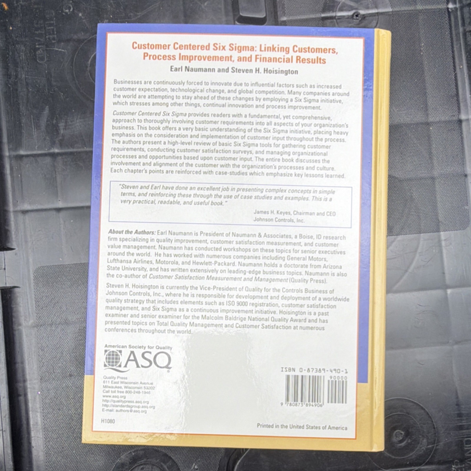 Customer Centered Six Sigma Hardcover Naumann Hoisington ASQ Quality Press