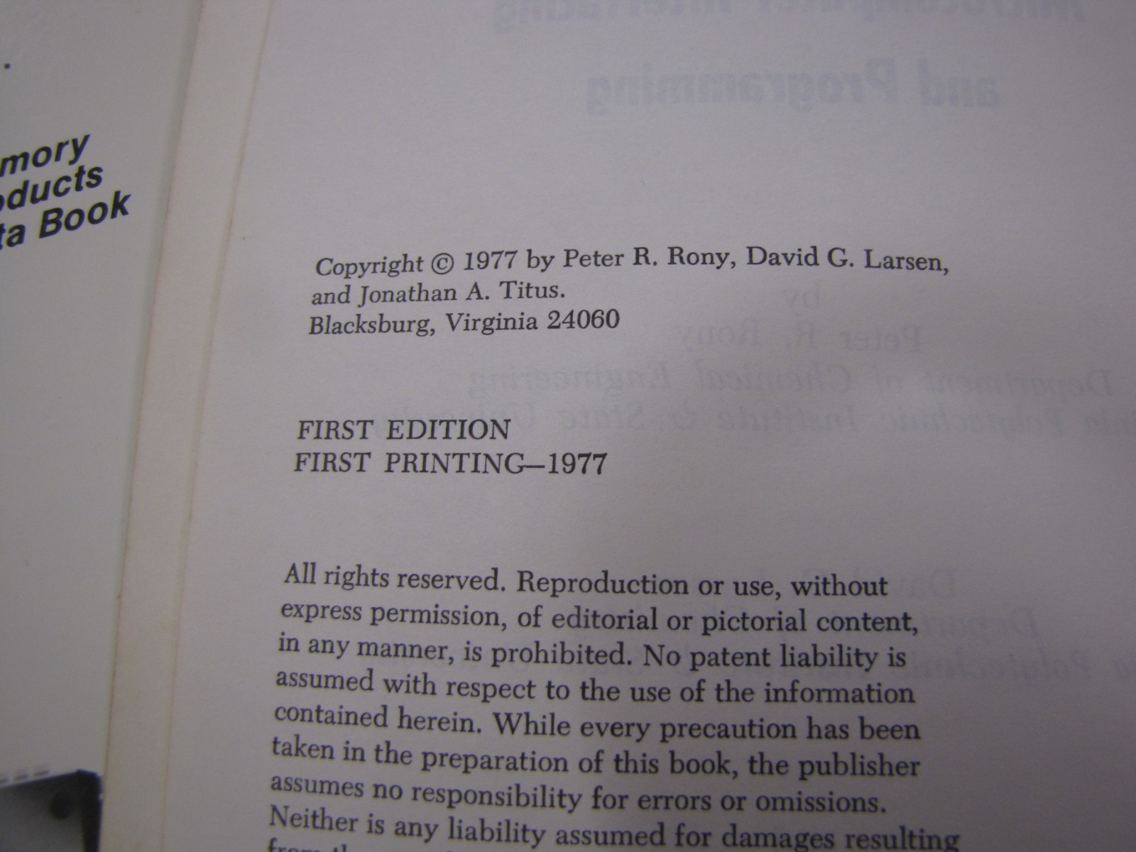 The 8080A Bugbook Microcomputer Interfacing Programming 1977 1st Ed. Printing