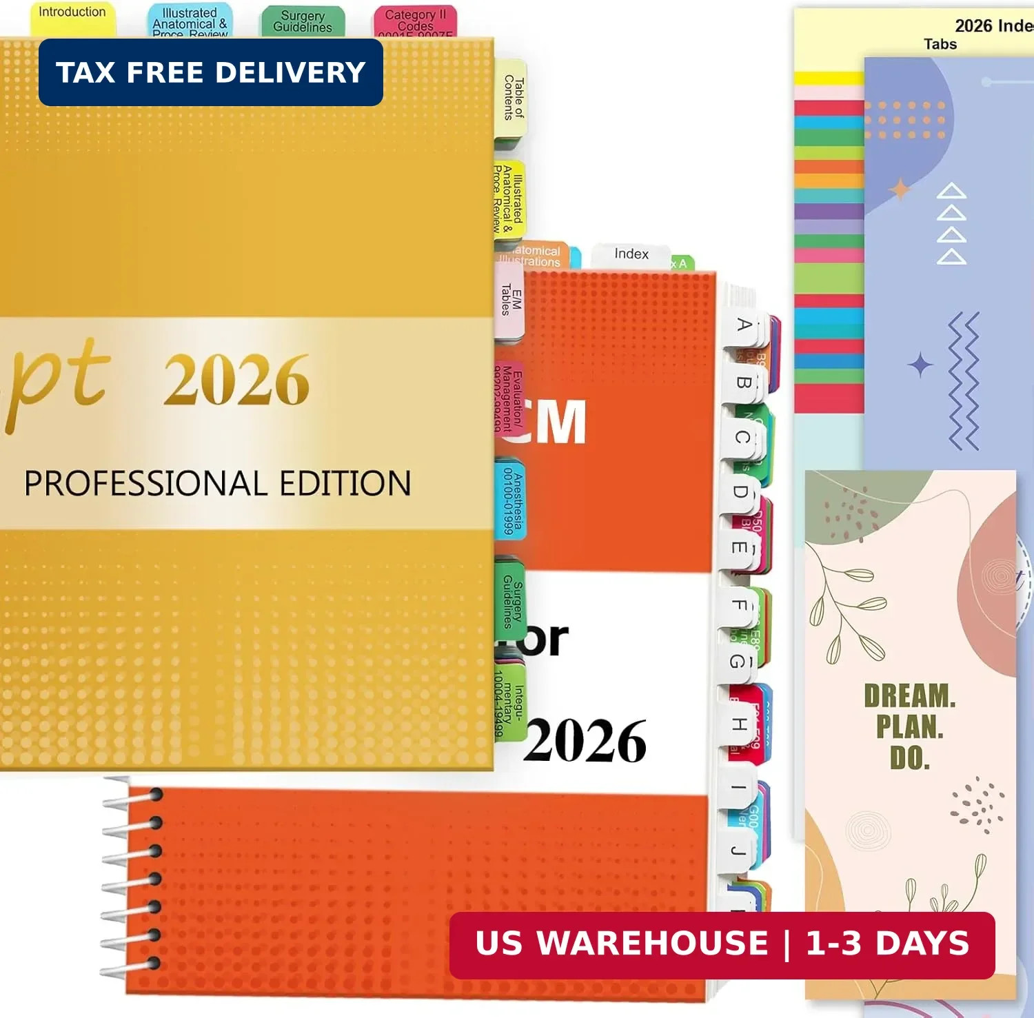 Upgraded Index Tabs for CPT 2026 & ICD-10-CM 2026-AAPC Version, Complete Book Ta
