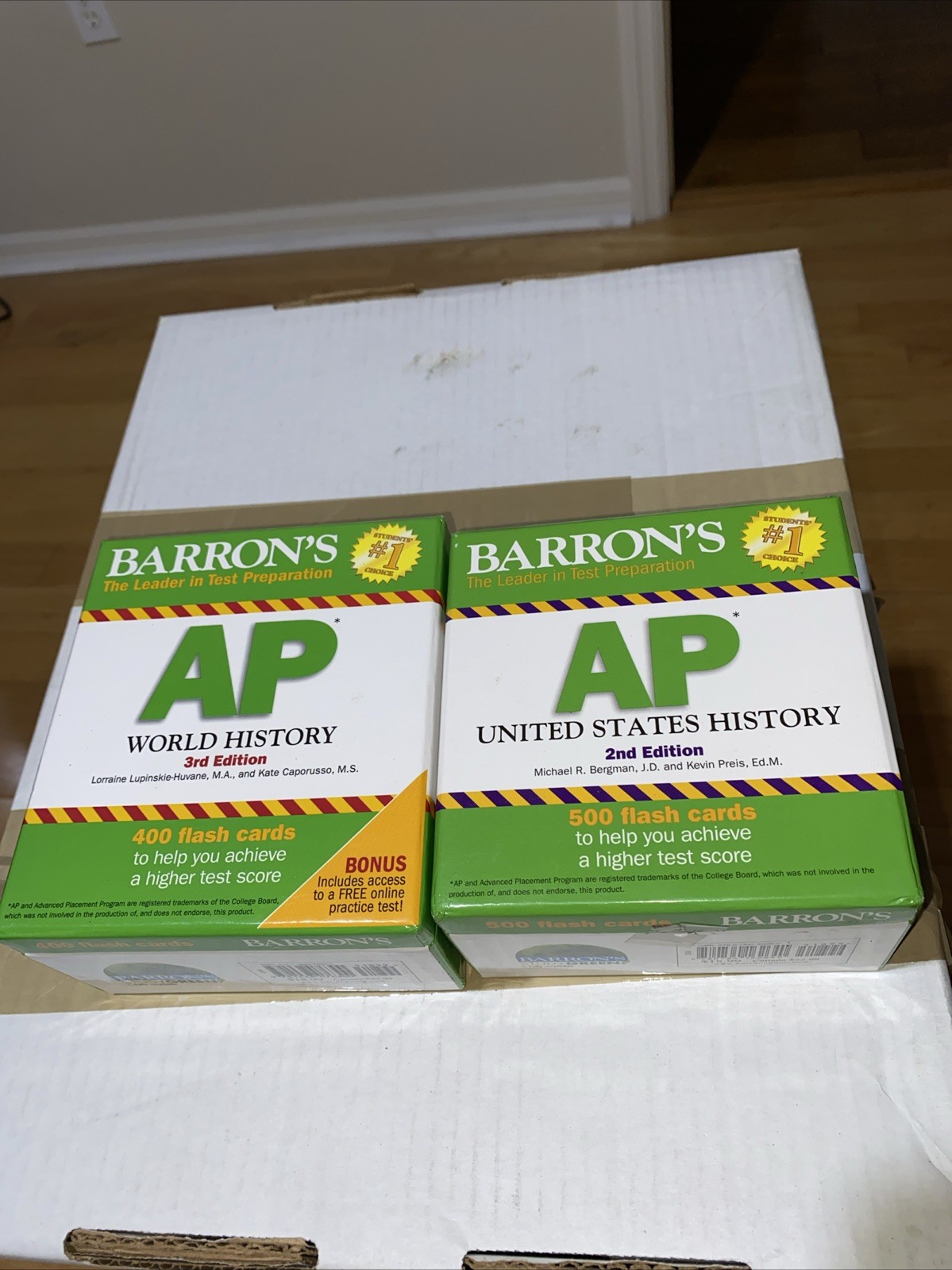 Lot Of 2 Barron’s AP United States History Flash Cards 500 And World History 400