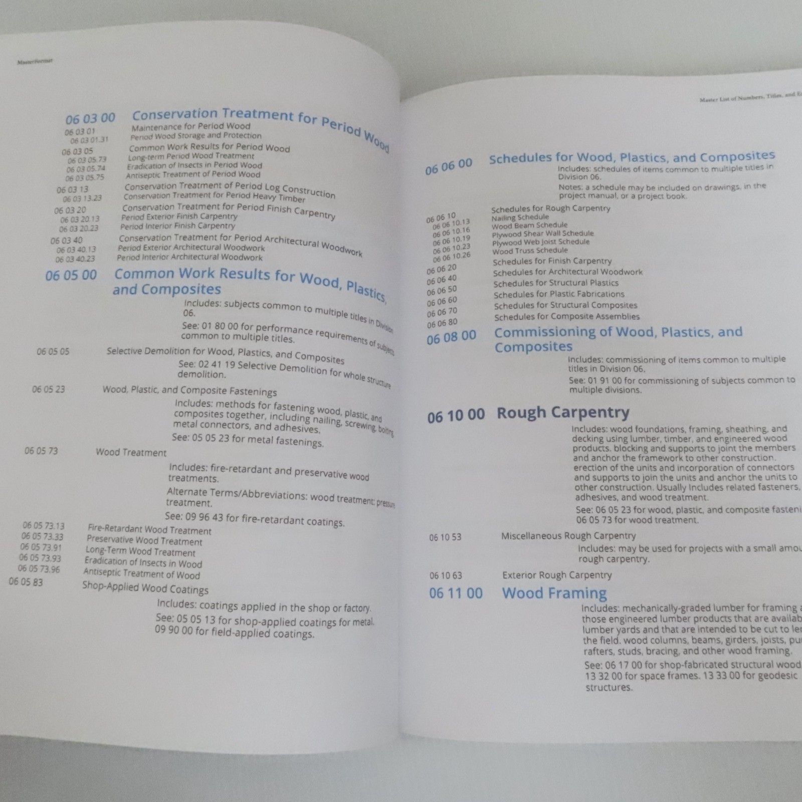 MasterFormat 2020 Edition Master List Numbers & Titles for Construction Industry