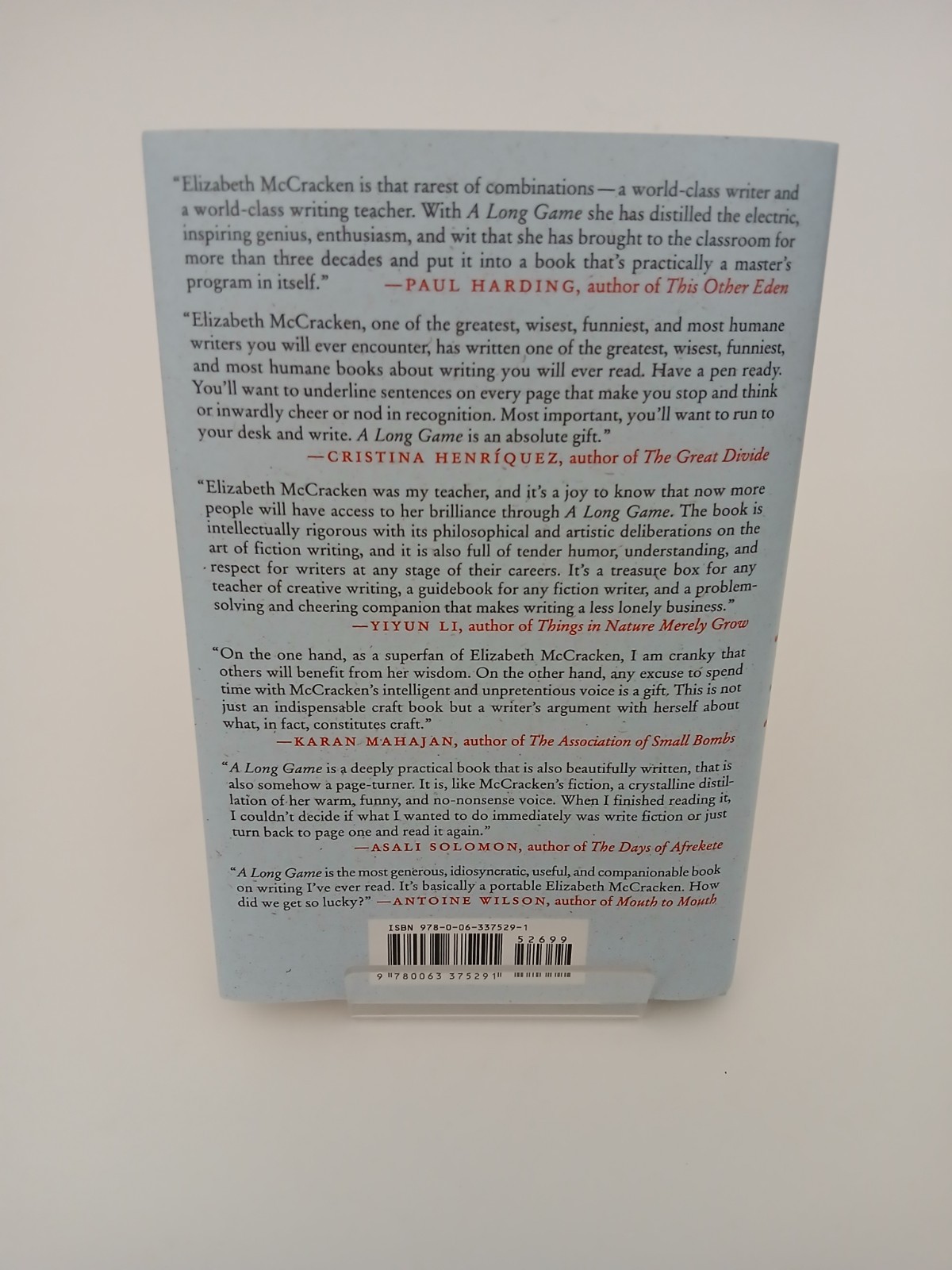 A Long Game: Notes On Writing Fiction by Elizabeth McCracken Hardback