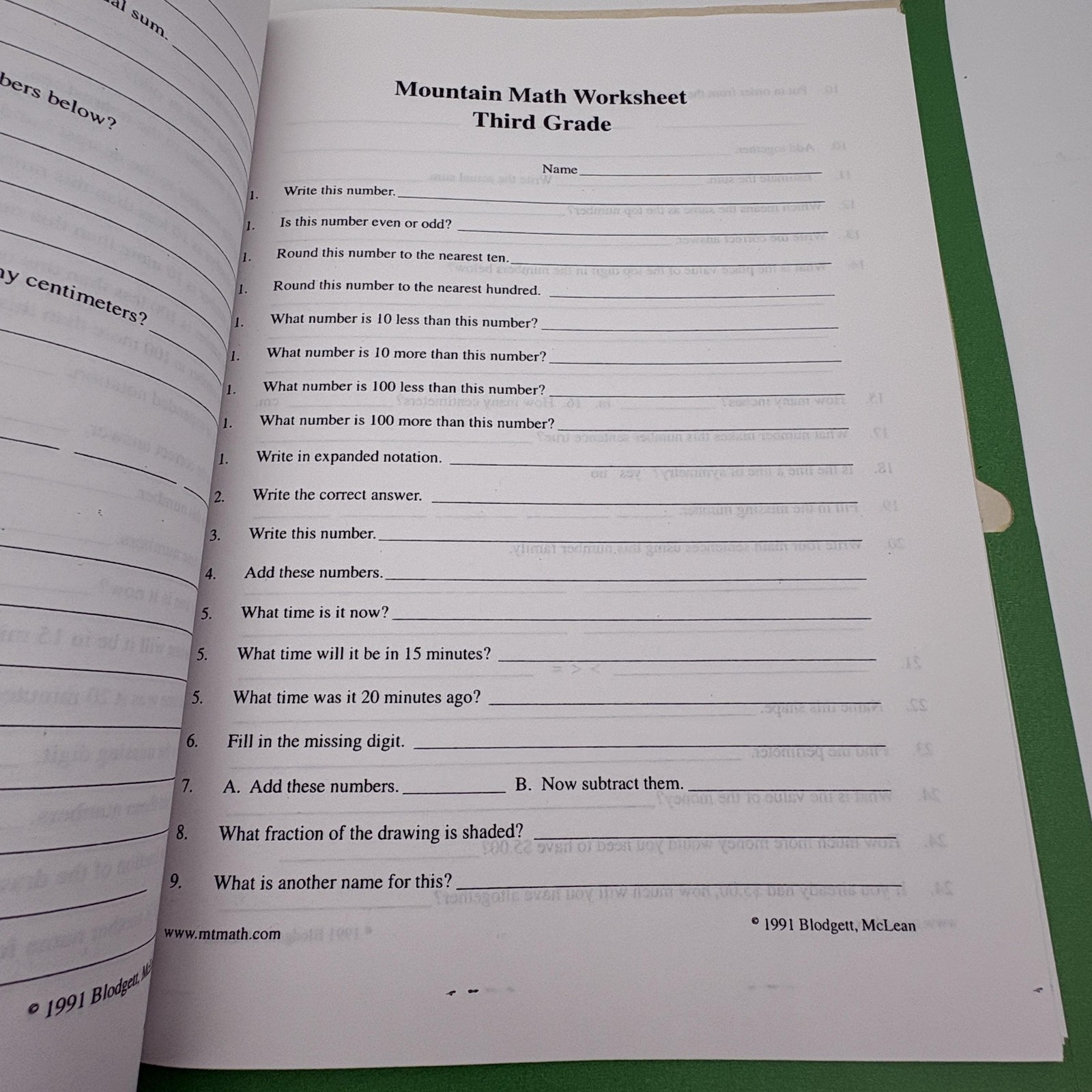 Vintage Mountain Math Language Daily Word Problems Lot 3 3rd Grade Evan-Moor
