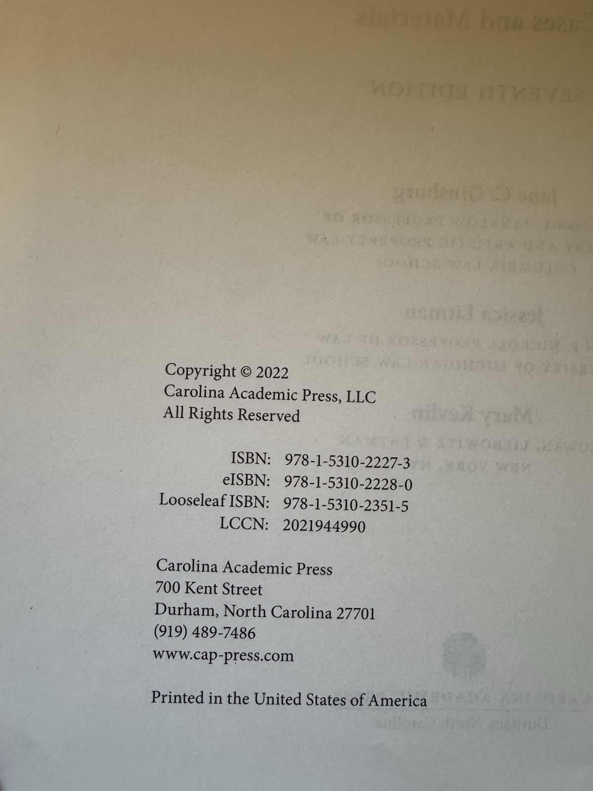 Carolina Academic Press Trademark & Unfair Competition Law 7th Ed Hardcover