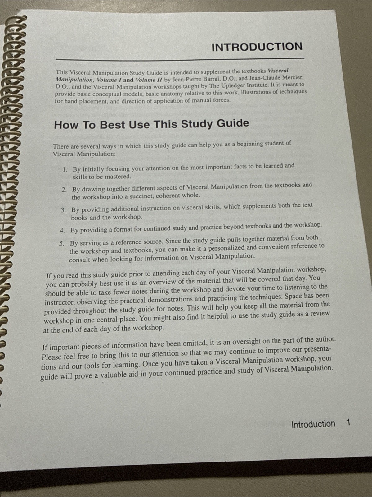 Visceral Manipulation IA Study Guide 1998 Revised Frank Lowen MT Upledger