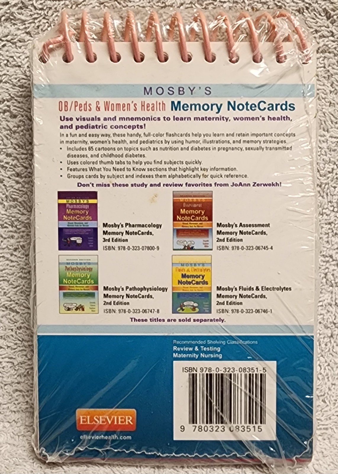 Mosby’s OB Peds and Women’s Health Memory NoteCards Visual Mnemonic NEW Sealed