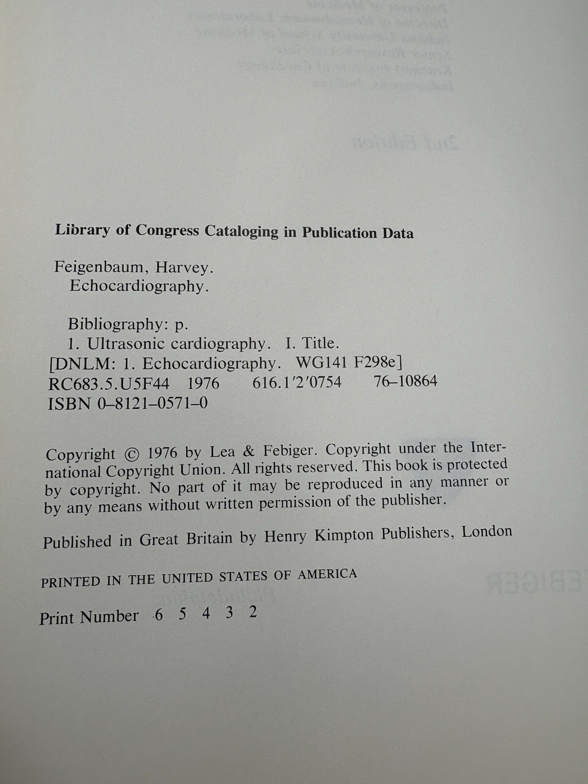 Echocardiography By Harvey Feinbaum (1976) Rare Vintage Hardcover