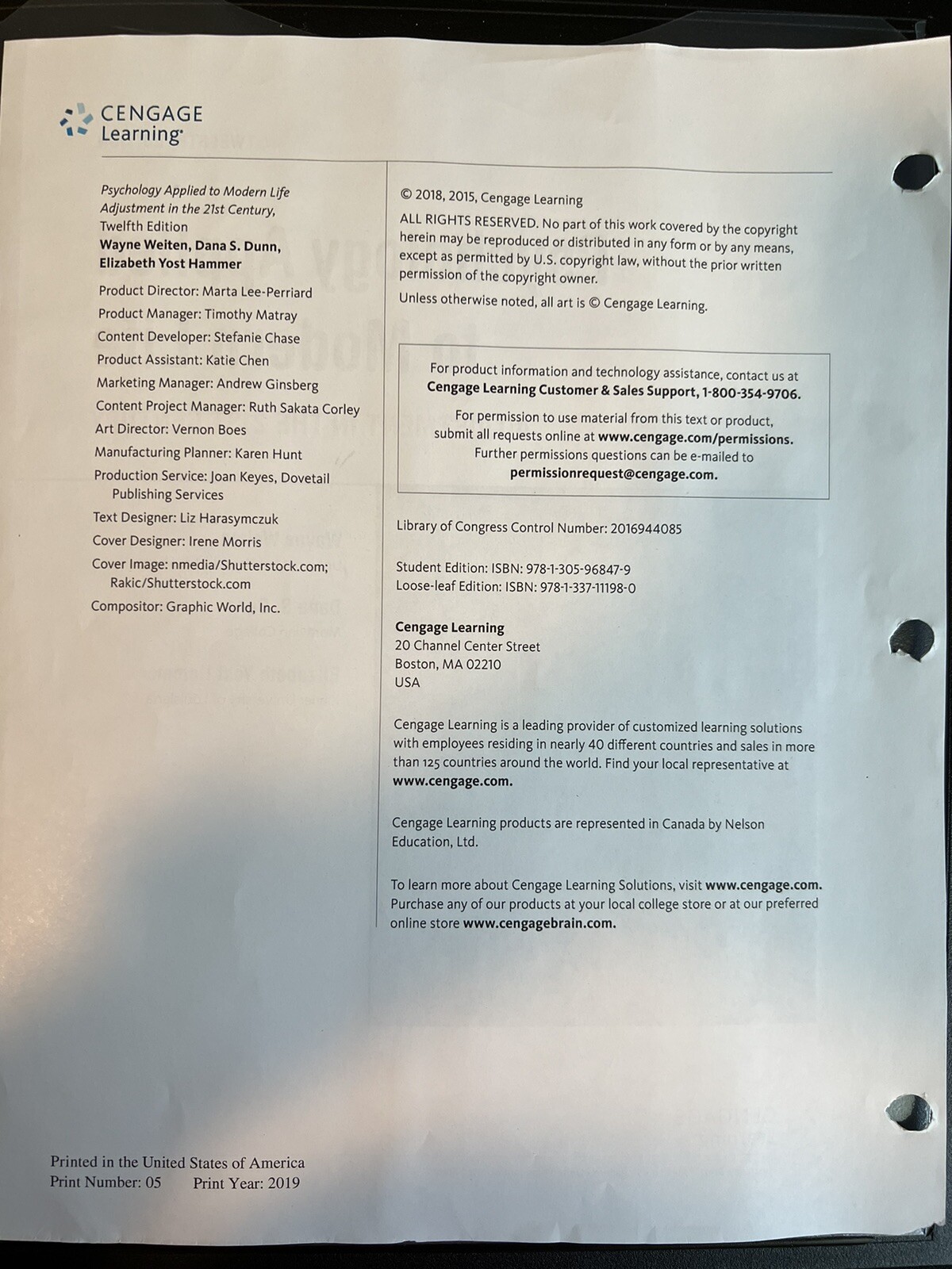 Psychology Applied To Modern Life (Loose Leaf, Included 1.5 Inches Heavy Binder)