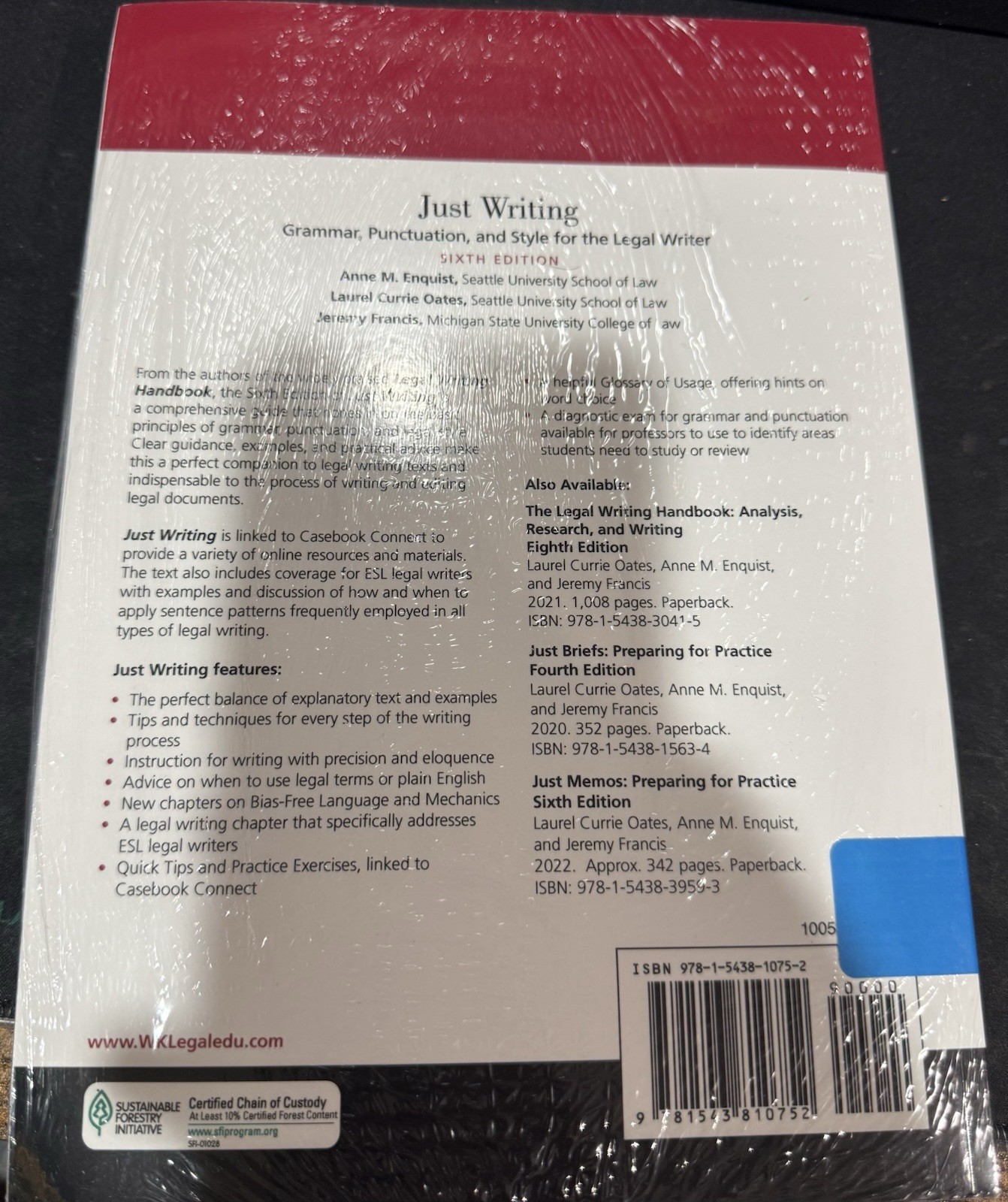 Aspen Publishing Just Writing Sixth Edition Paperback Aspen Coursebook Series