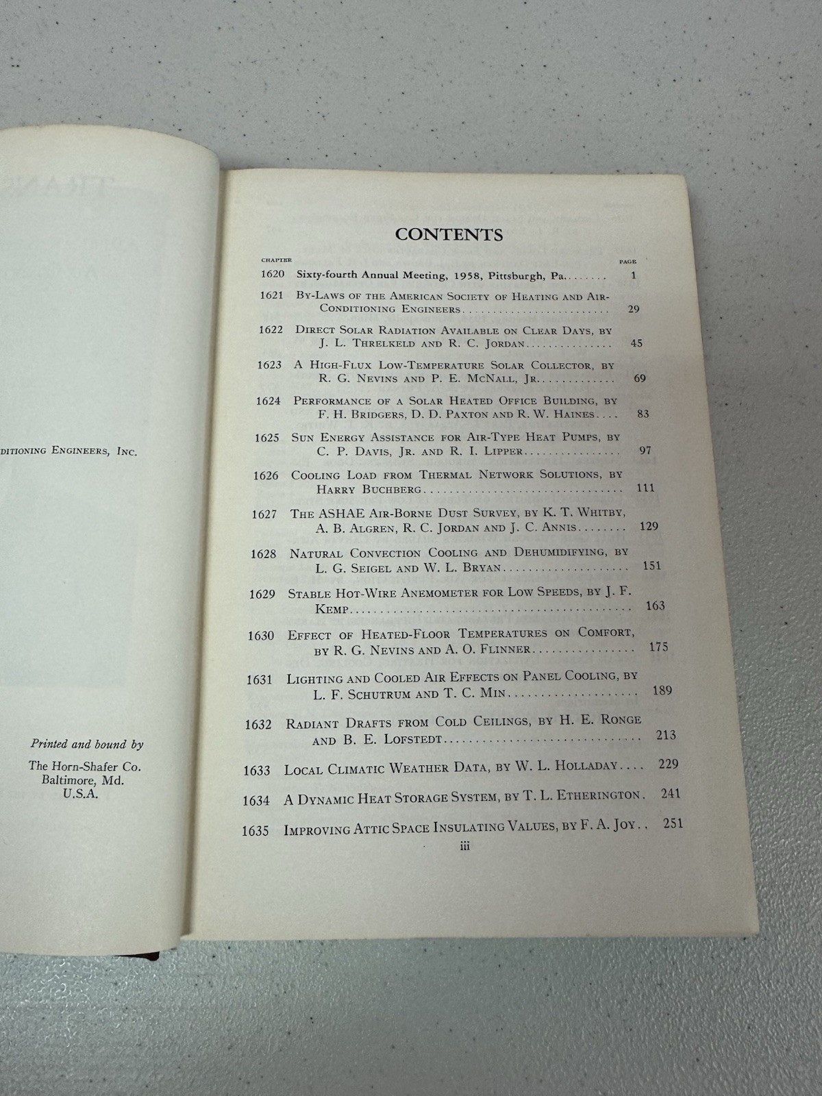 ASHRAE Transactions 1958 Vol 64 HVAC Engineering Solar Heat HC
