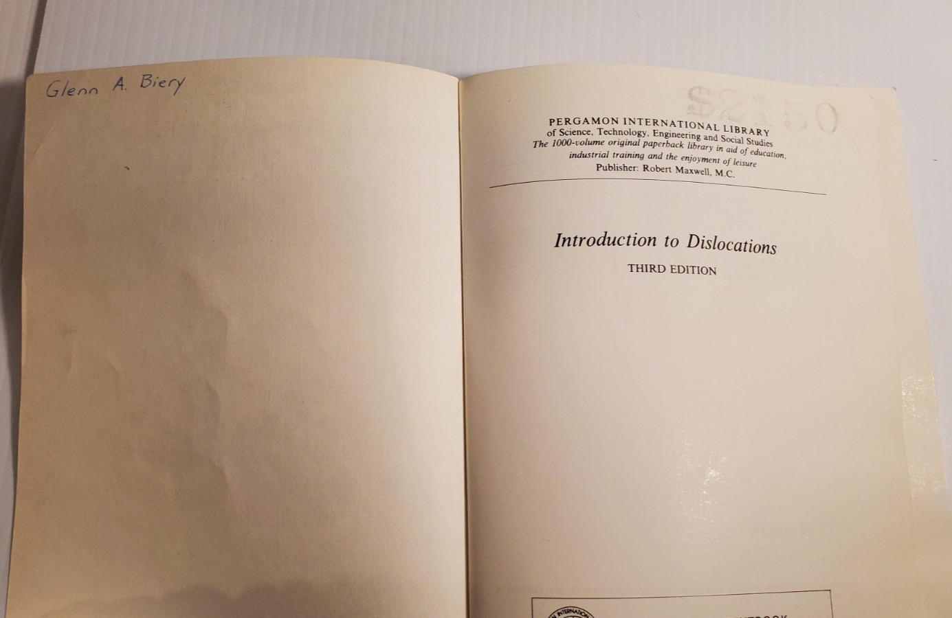 Introduction to Dislocations 3rd Edition Softcover Book Hull Bacon Volume 37