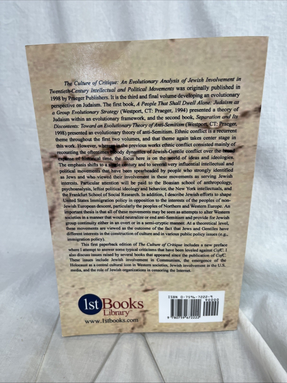 “Culture of Critique: an Evolutionary Analysis” -by K. Macdonald (2002) PB￼