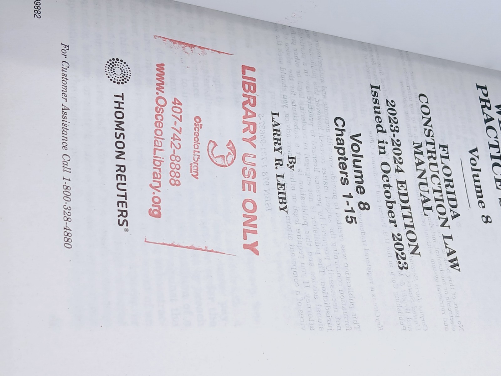 Florida Construction Law Manual 2023-2024 Edition. Ex-library