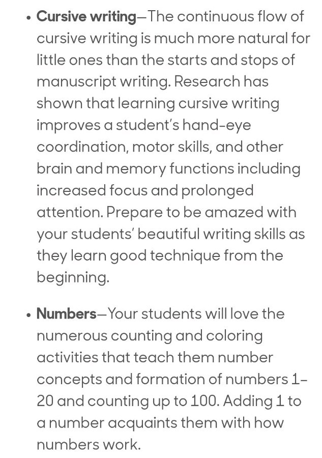 Abeka K4 Student Set Manuscript Child Kit Numbers Writing Art & Readiness Skills