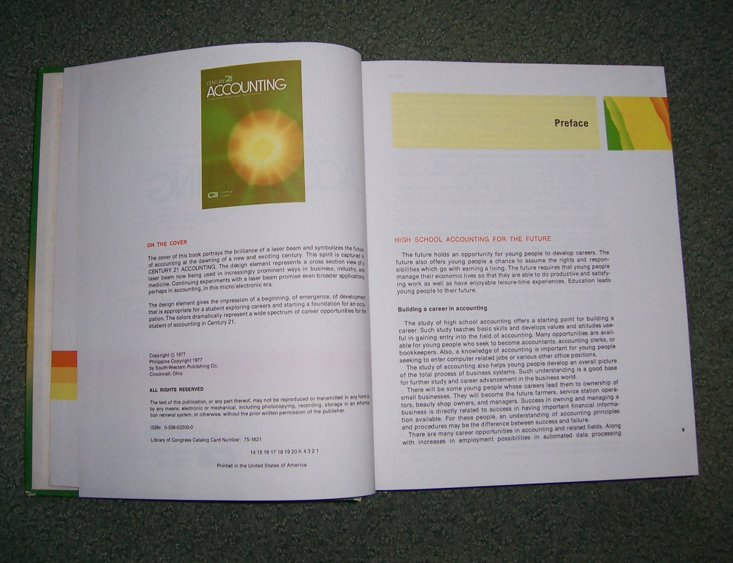 Century 21 Accounting, Green Book, 1977 South-Western Publishing Co. VGC