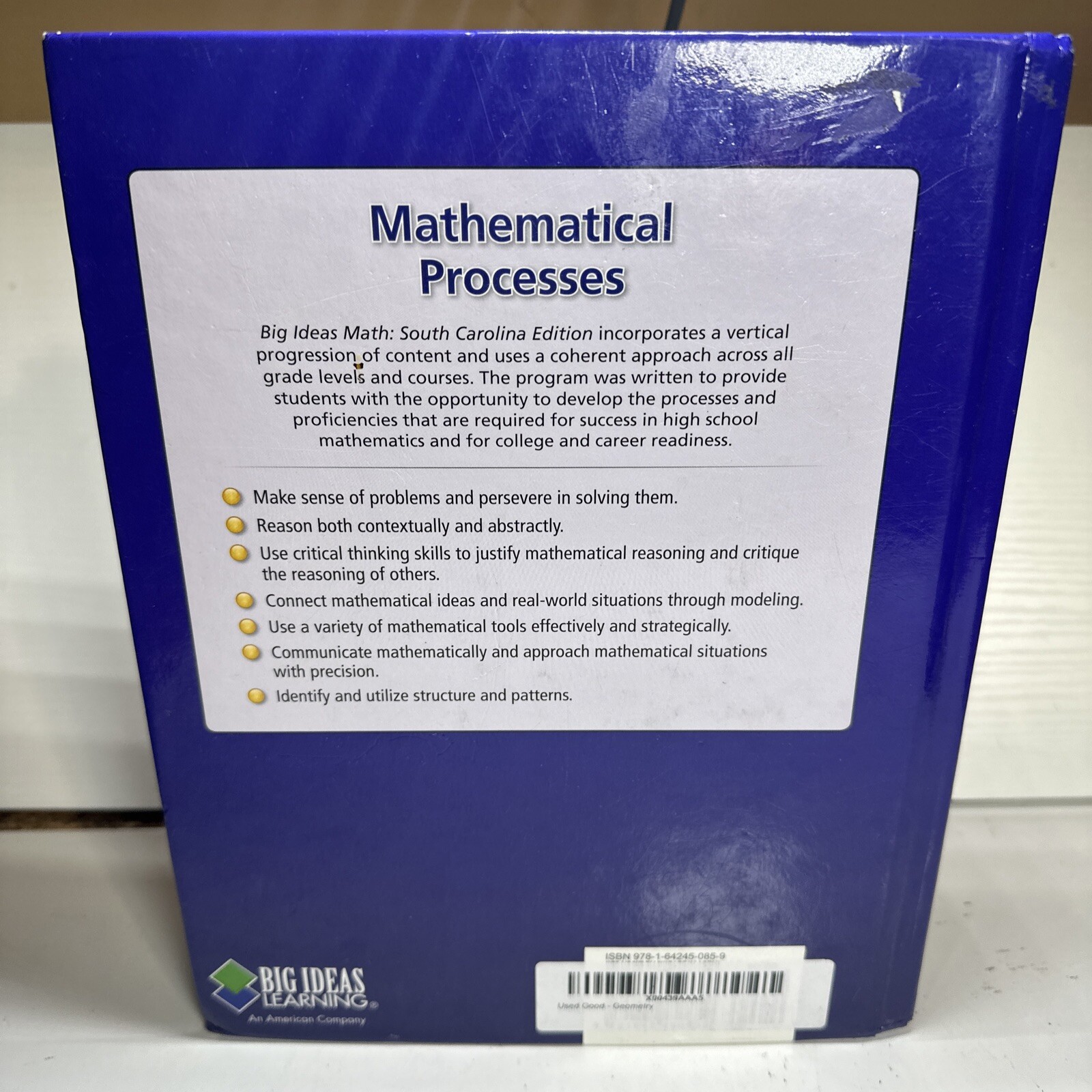 Big Ideas MATH Geometry Textbook Laurie Boswell and Ron Larson HC South Carolina