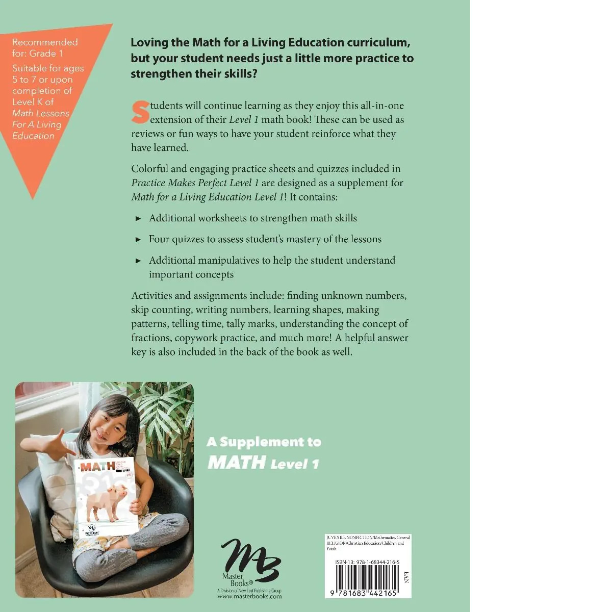New Master Books PRACTICE MAKES PERFECT Level 1 Math Lessons Living Education