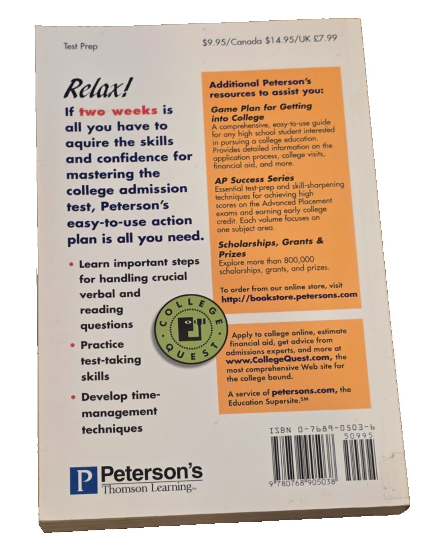 Panic Plan for the SAT by Joan Carris (2000, Trade Paperback)