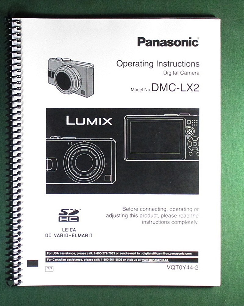 Panasonic DMC-LX2 Instruction Manual: 144 Pages & Protective Covers!
