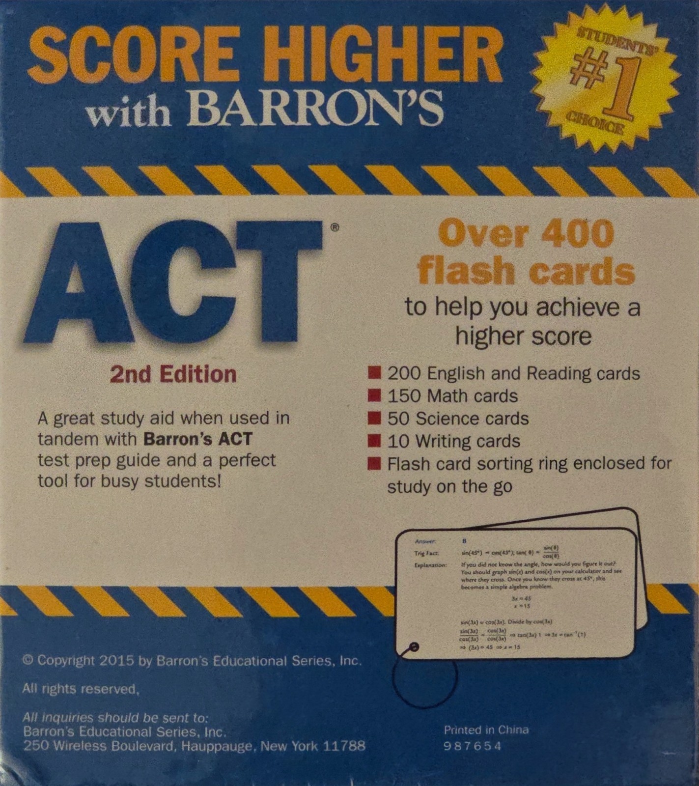 Barron’s Test Prep Ser.: Barron’s ACT Flash Cards : 410 Flash Cards to Help You