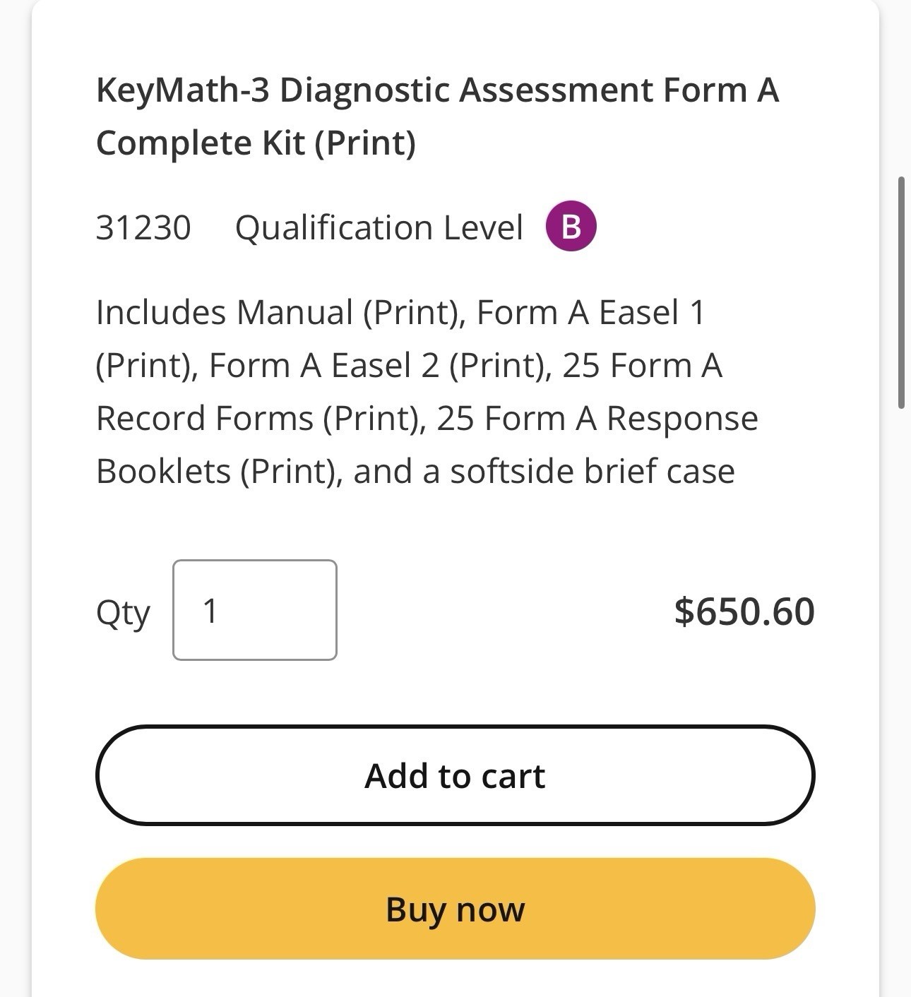 KeyMath-3 Diagnostic Assessment Form A Complete Set With Carrying Bag