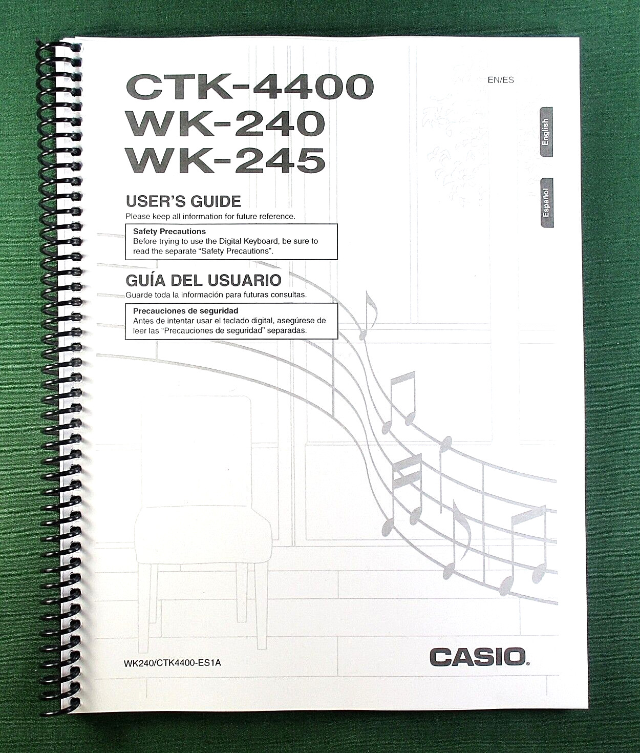 Casio WK-240 WK-245 Instruction Manual: 76 Pages Coil Bound & Clear Covers!