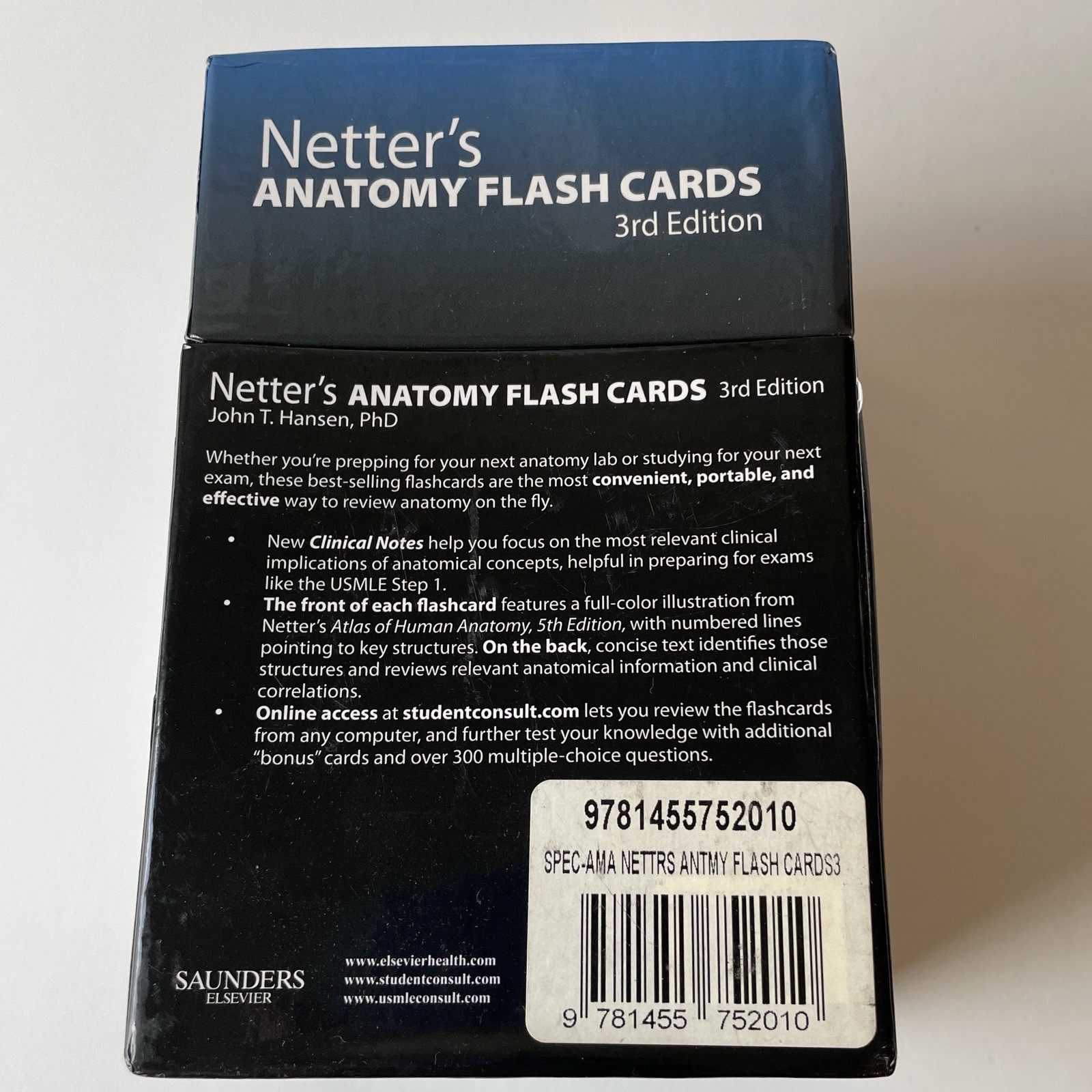 Netter’s Anatomy Flash Cards: with Online – Cards, by John T. Hansen – Very Good