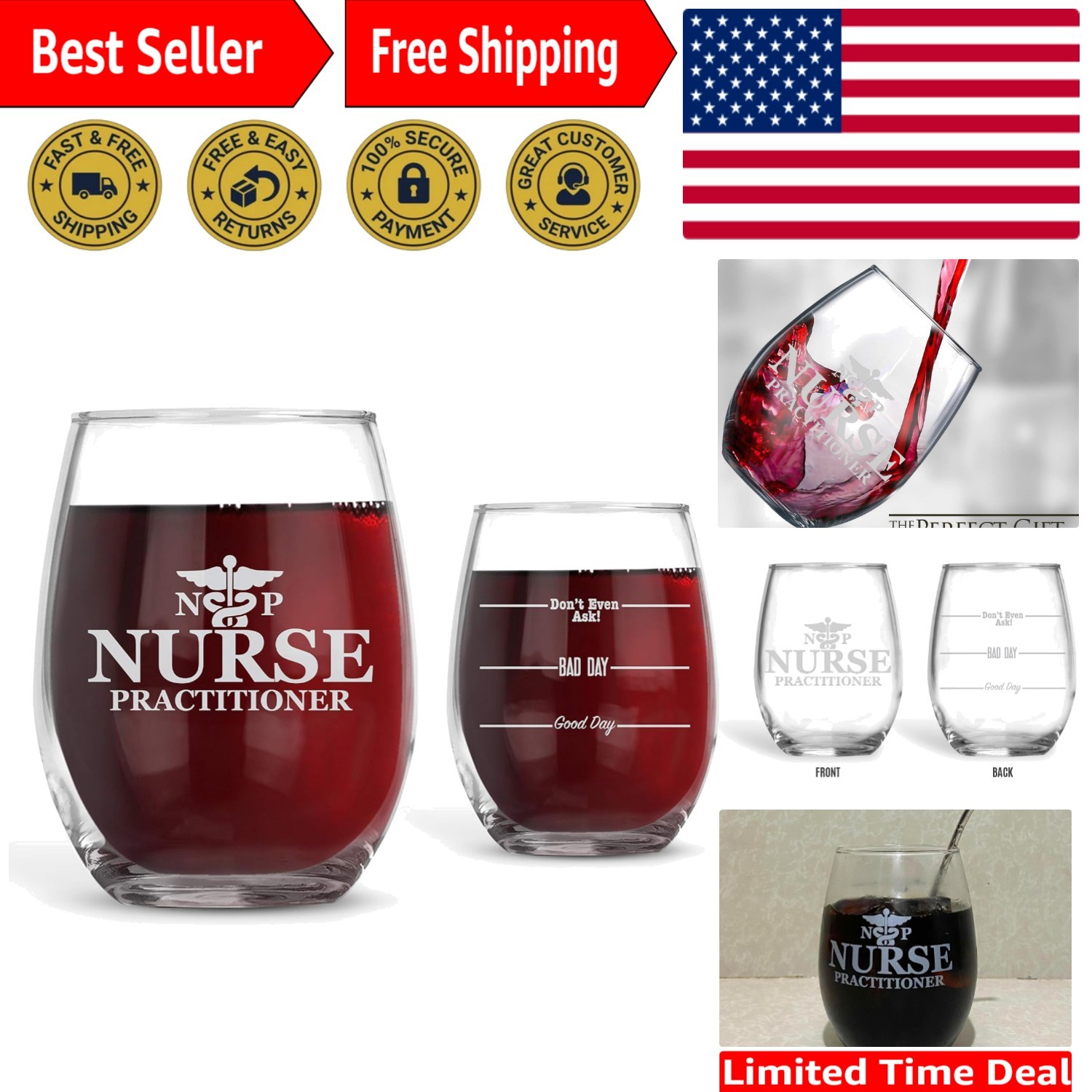 21 oz Stemless Wine Glass with Metallic Print – Perfect for Celebratory Sips